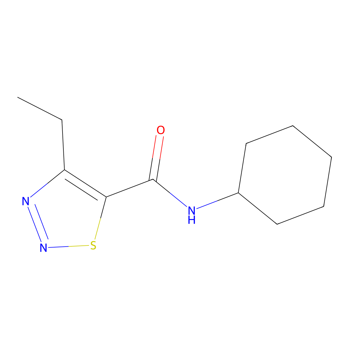 N-cyclohexyl-4-ethyl-1,2,3-thiadiazole-5-carboxamide molecular structure, CAS 1017334-50-7