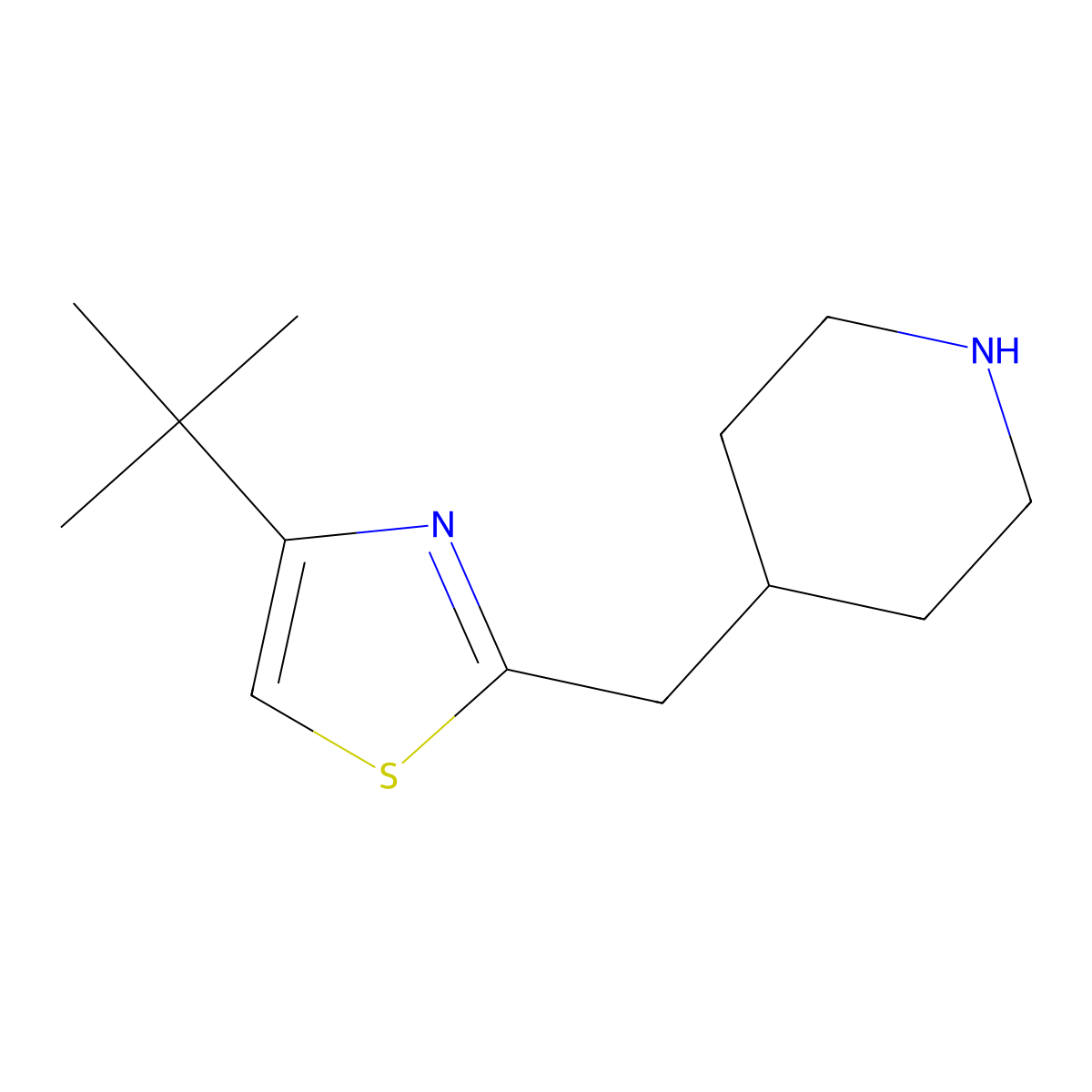 4-[(4-tert-Butyl-1,3-thiazol-2-yl)methyl]piperidine molecular structure, CAS 1017347-14-6