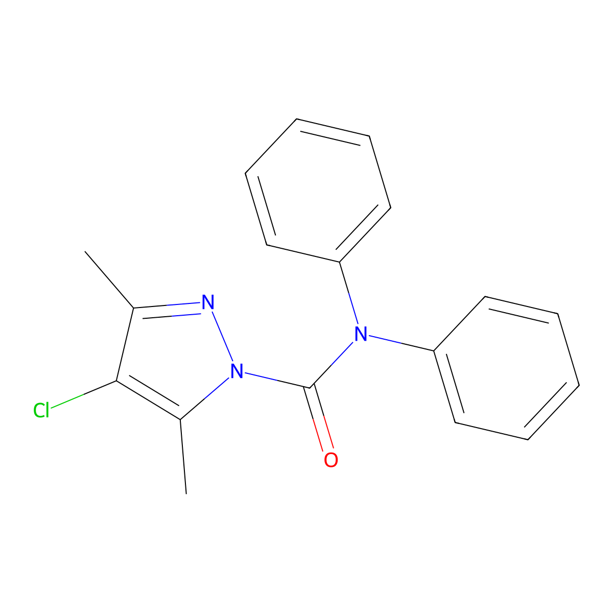 4-chloro-3,5-dimethyl-N,N-diphenyl-1H-pyrazole-1-carboxamide molecular structure, CAS 101735-73-3