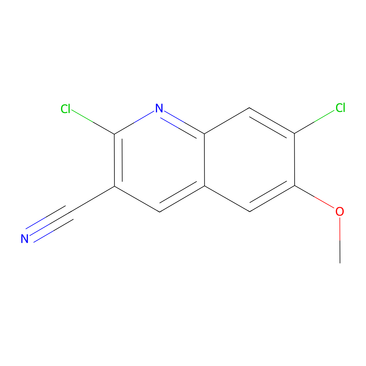2,7-Dichloro-6-methoxyquinoline-3-carbonitrile molecular structure, CAS 1017355-74-6