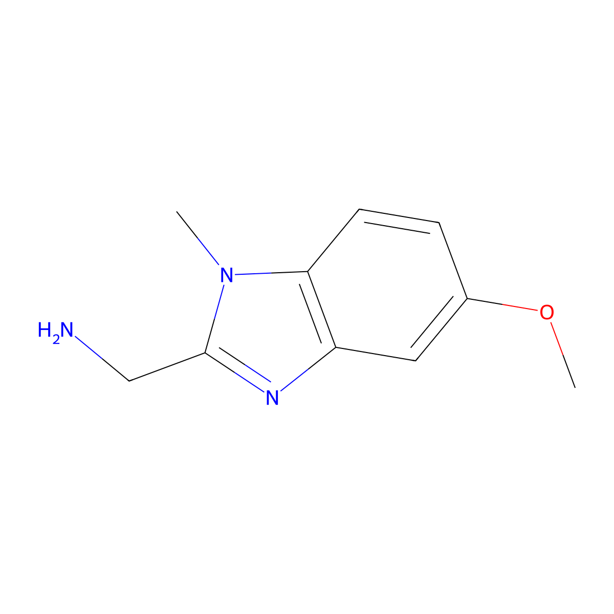 (5-methoxy-1-methyl-1H-1,3-benzodiazol-2-yl)methanamine molecular structure, CAS 1017357-82-2