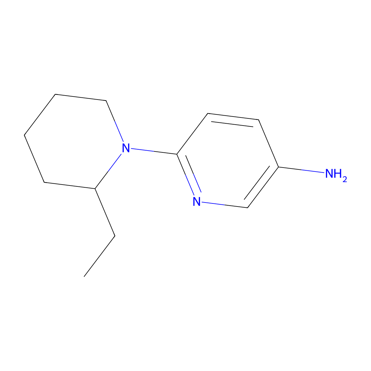 6-(2-Ethylpiperidin-1-yl)pyridin-3-amine molecular structure, CAS 1017358-22-3