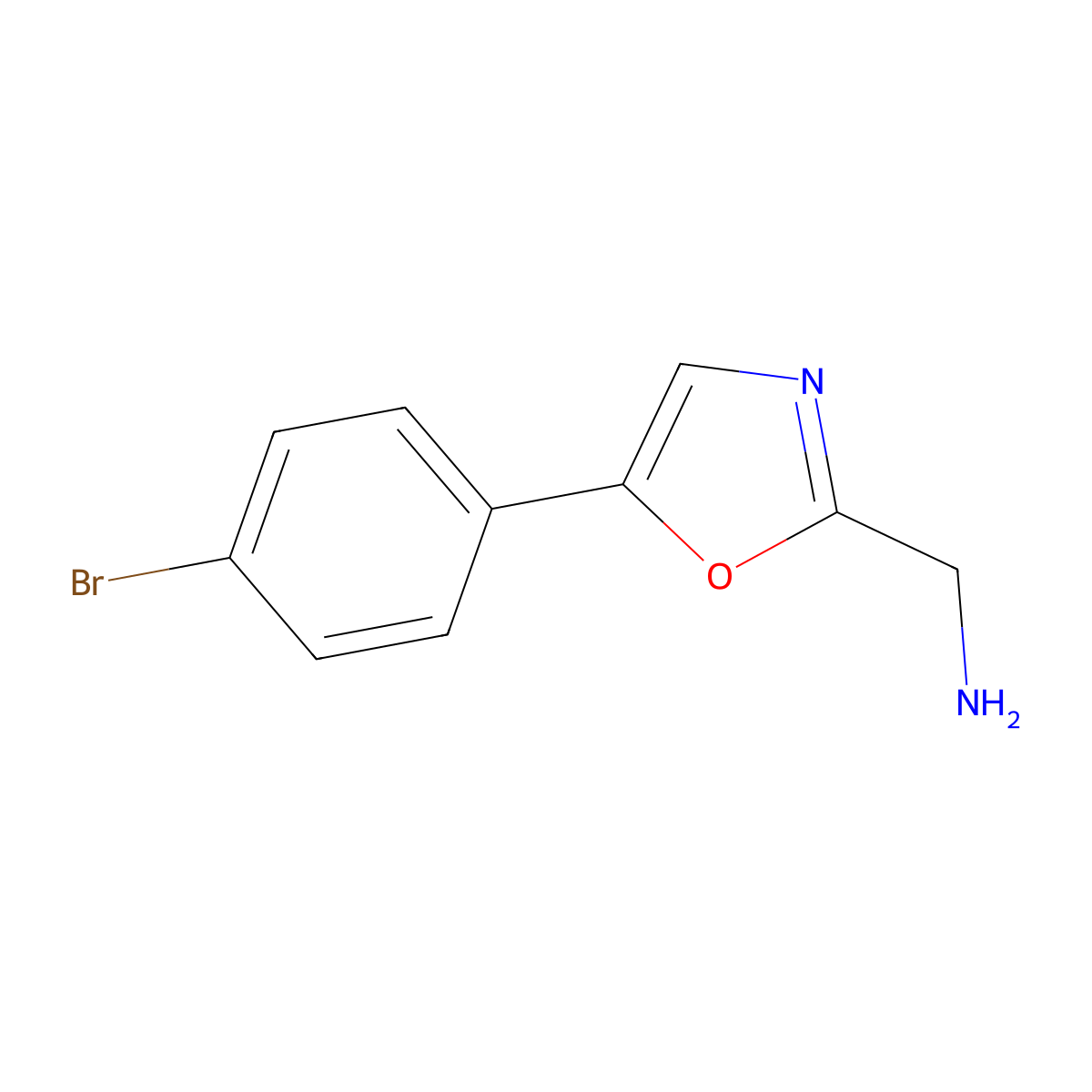 1-[5-(4-Bromophenyl)-1,3-oxazol-2-yl]methanamine molecular structure, CAS 1017365-97-7