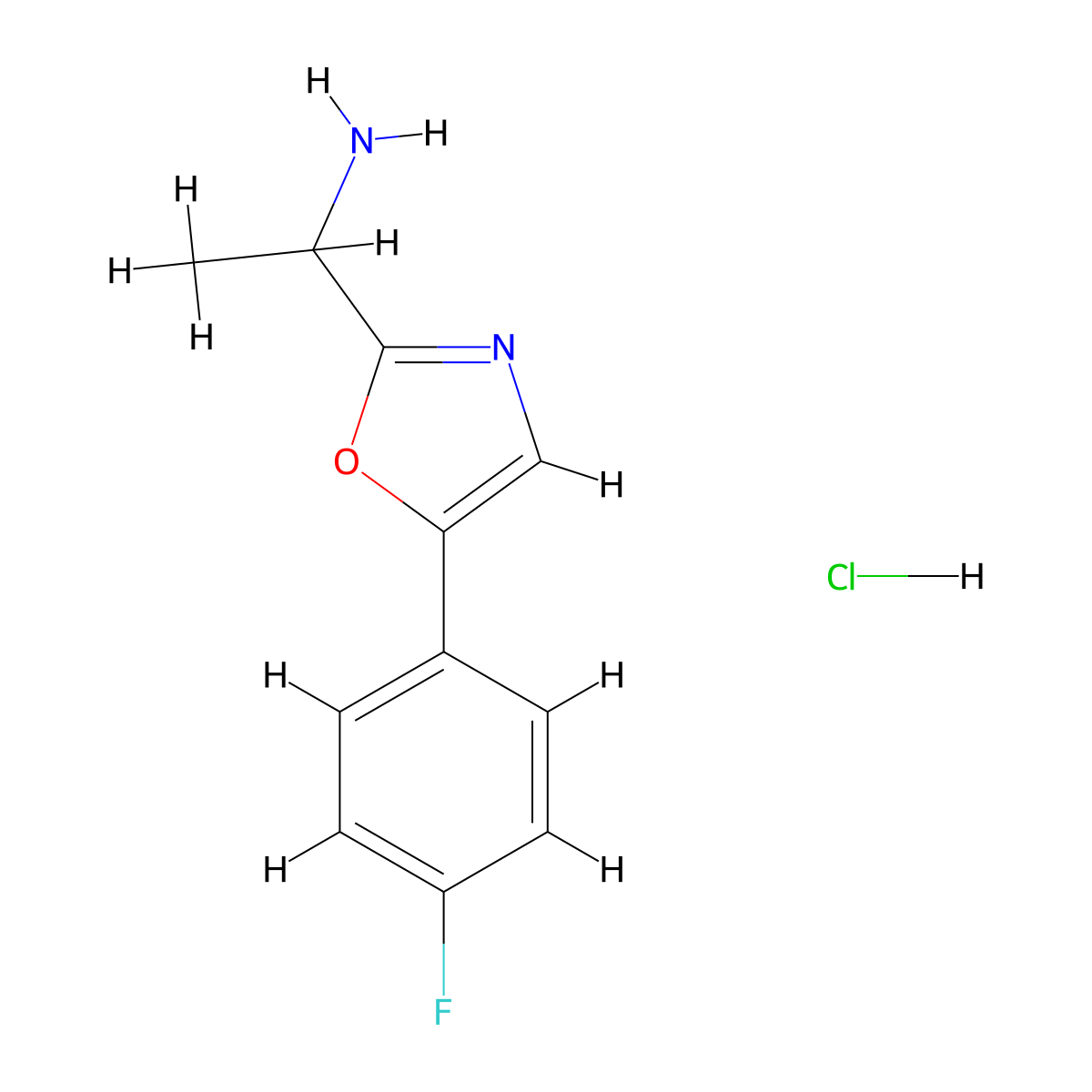 1-[5-(4-Fluorophenyl)-1,3-oxazol-2-yl]ethan-1-amine hydrochloride molecular structure, CAS 1017366-59-4