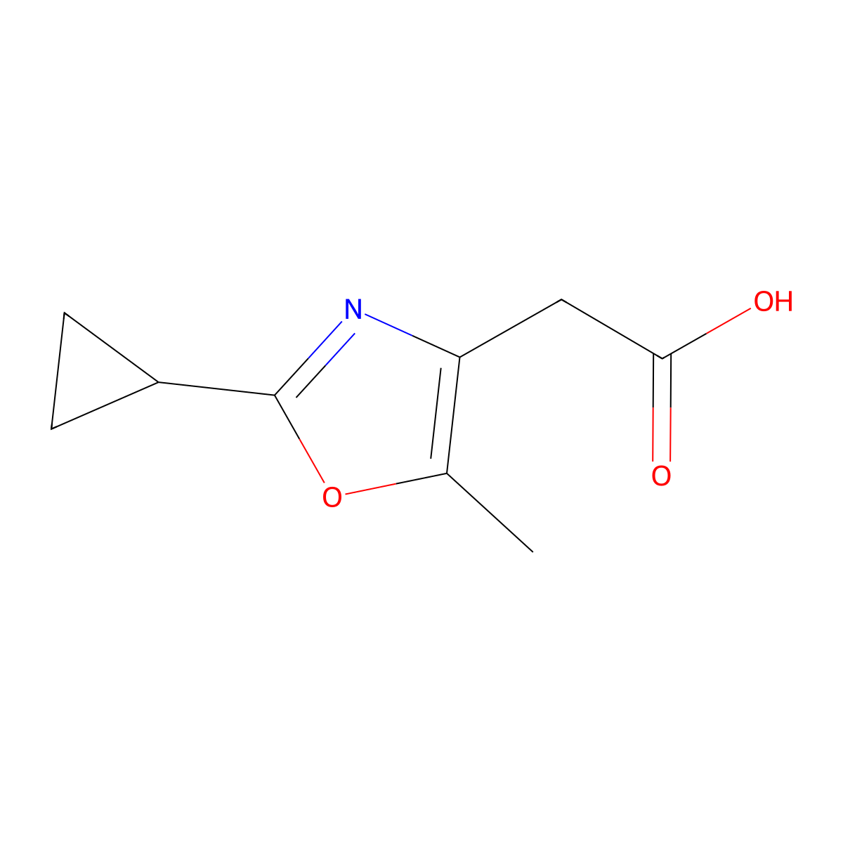 2-(2-Cyclopropyl-5-methyloxazol-4-yl)acetic acid molecular structure, CAS 1017369-07-1
