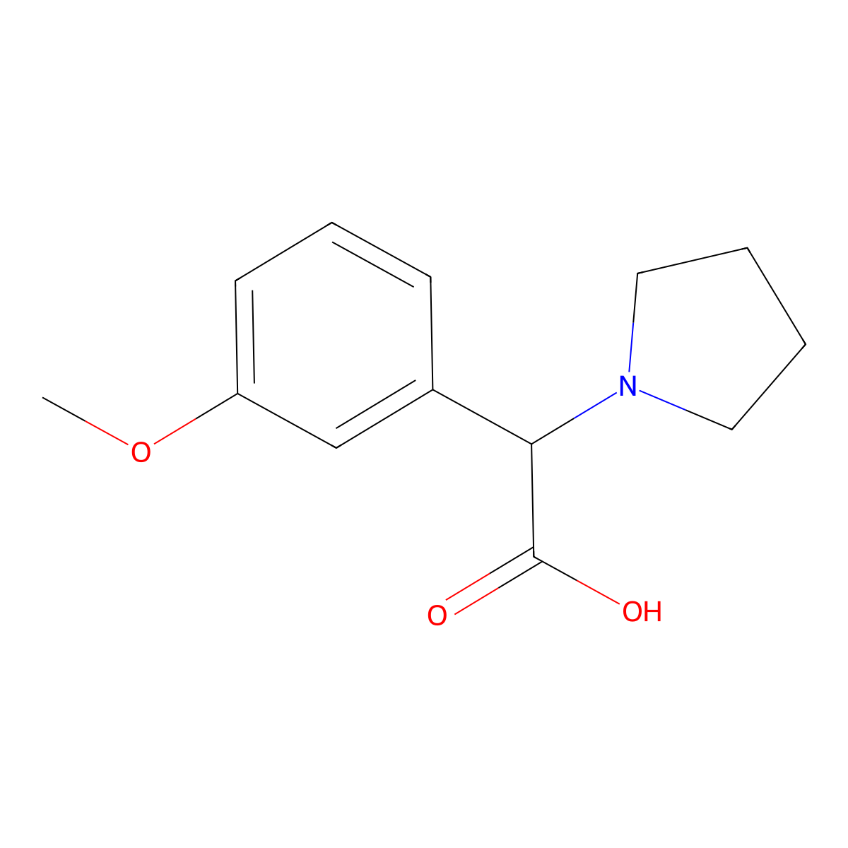 2-(3-Methoxyphenyl)-2-(pyrrolidin-1-yl)acetic acid molecular structure, CAS 1017378-24-3