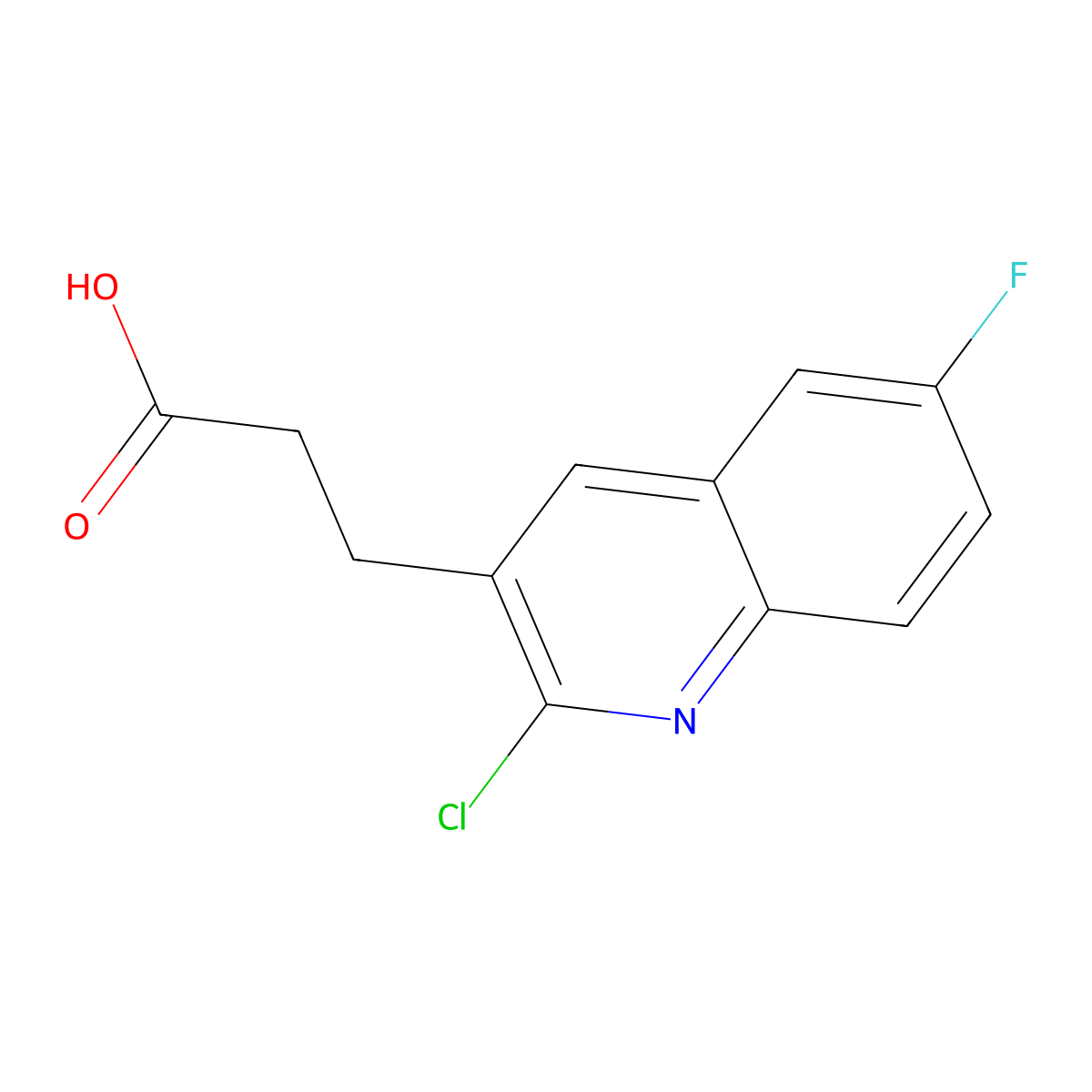 3-(2-Chloro-6-fluoroquinolin-3-yl)propanoic acid molecular structure, CAS 1017378-60-7