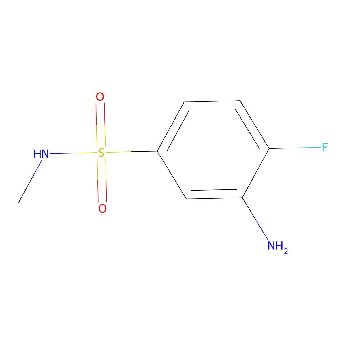 3-Amino-4-fluoro-N-methyl-benzenesulfonamide molecular structure, CAS 1017390-57-6