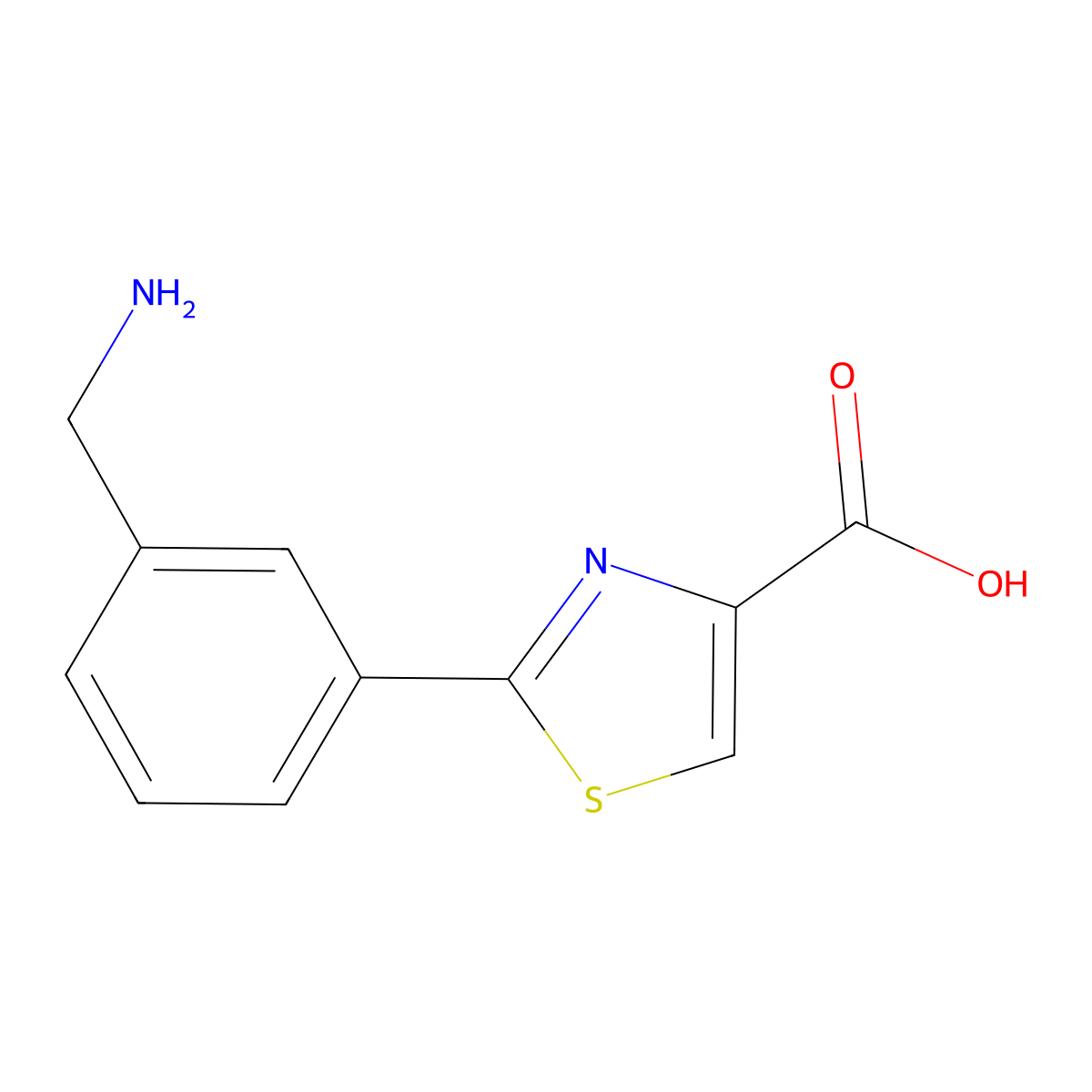 2-[3-(Aminomethyl)phenyl]-1,3-thiazole-4-carboxylic acid molecular structure, CAS 1017391-86-4