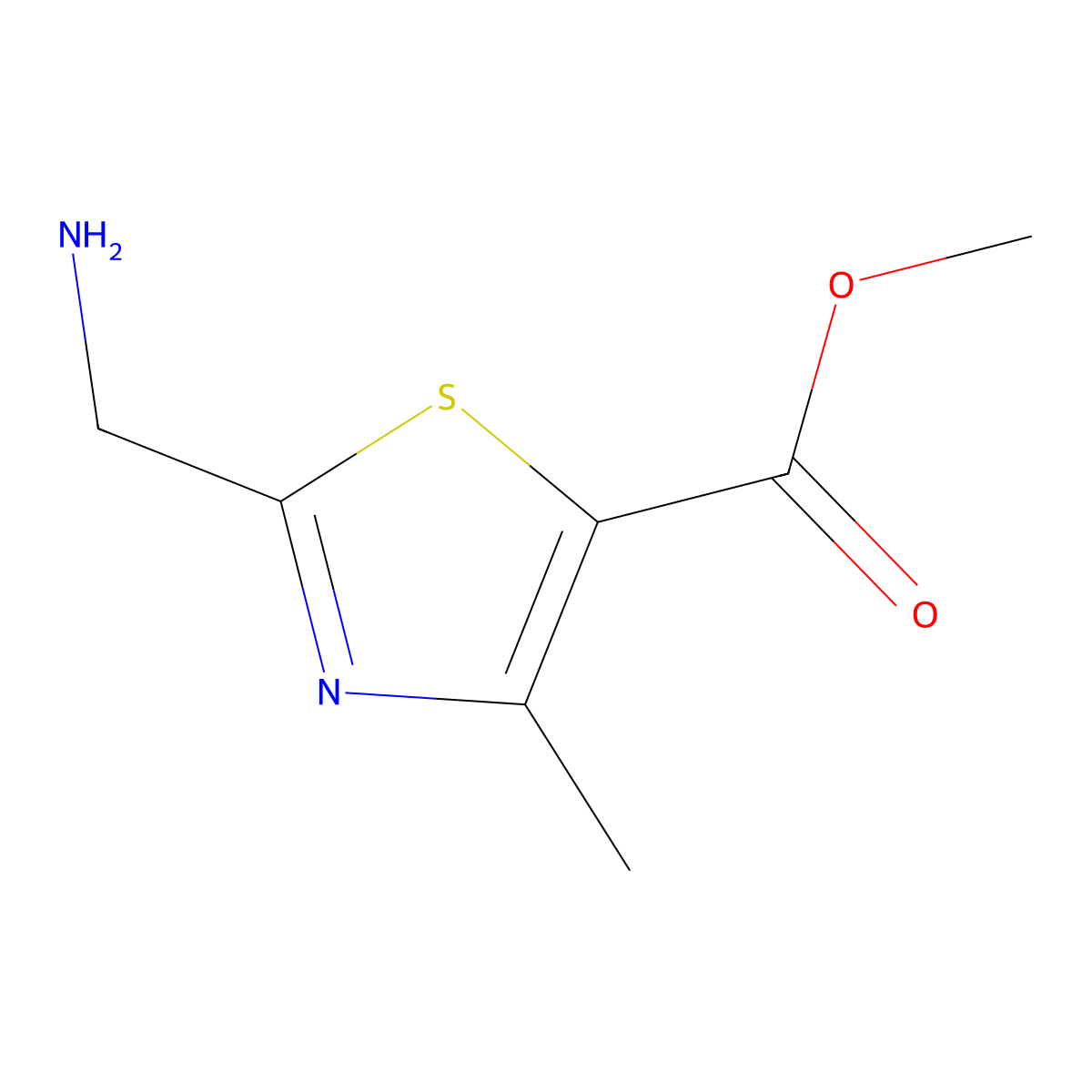 Methyl 2-(aminomethyl)-4-methyl-1,3-thiazole-5-carboxylate molecular structure, CAS 1017393-27-9
