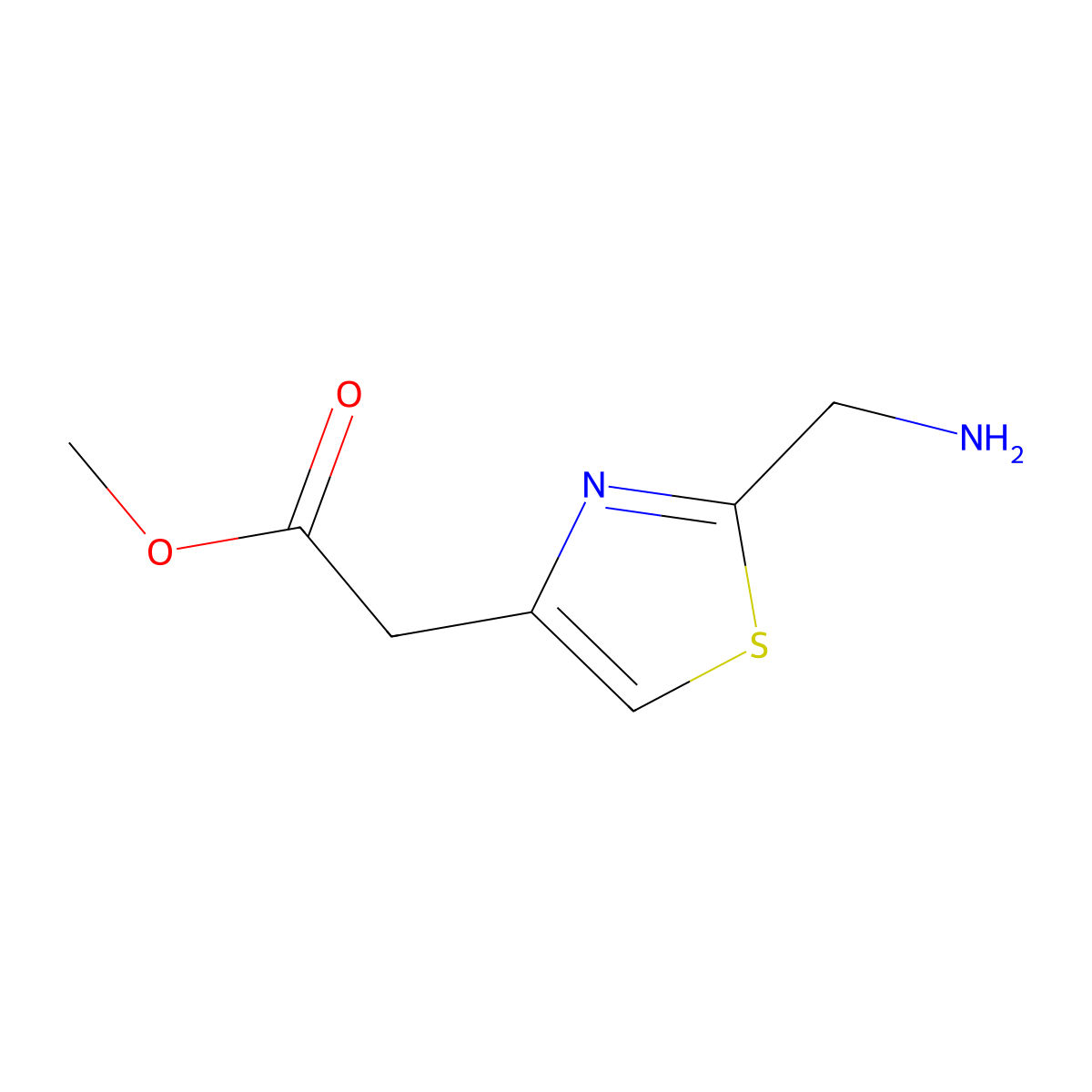 Methyl 2-[2-(aminomethyl)-1,3-thiazol-4-yl]acetate molecular structure, CAS 1017395-04-8