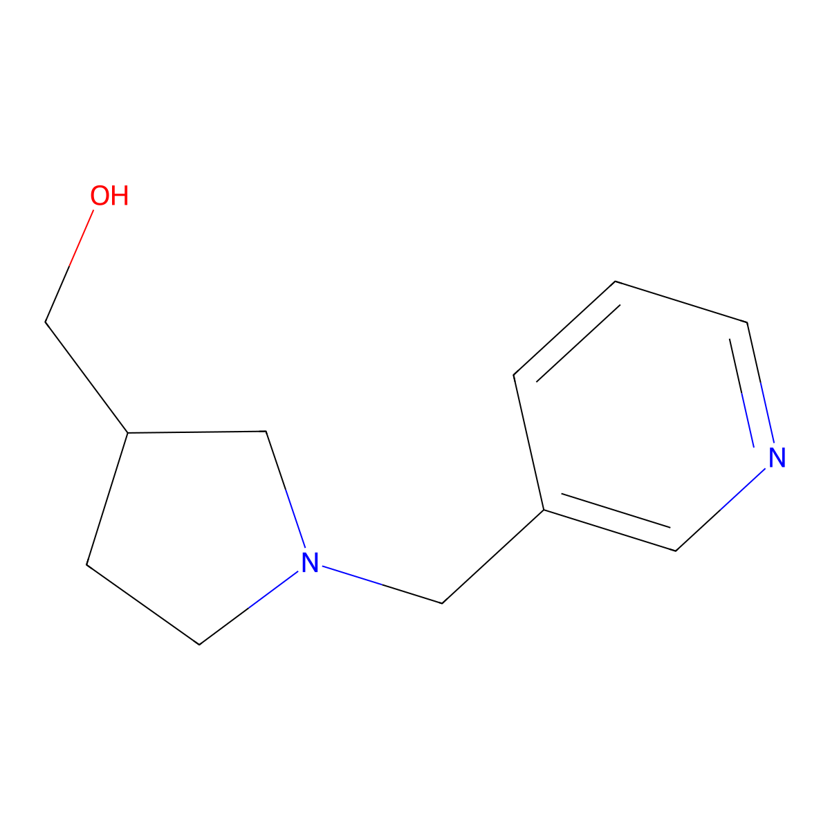 (1-(Pyridin-3-ylmethyl)pyrrolidin-3-yl)methanol molecular structure, CAS 1017395-66-2