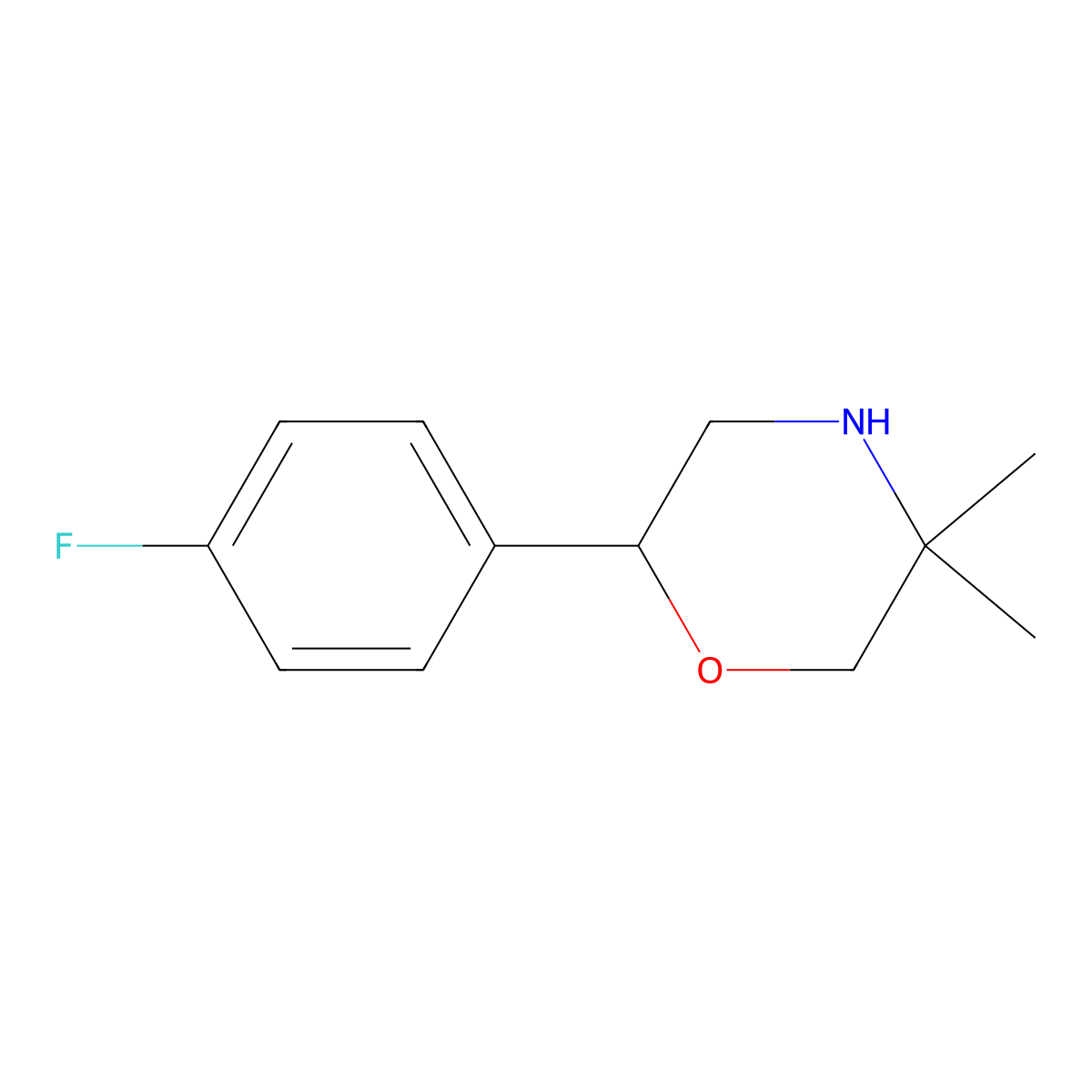 2-(4-Fluorophenyl)-5,5-dimethylmorpholine molecular structure, CAS 1017396-16-5