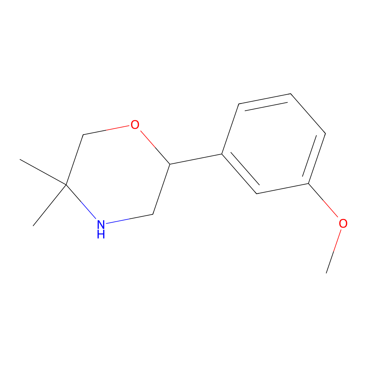 2-(3-Methoxyphenyl)-5,5-dimethylmorpholine molecular structure, CAS 1017396-20-1