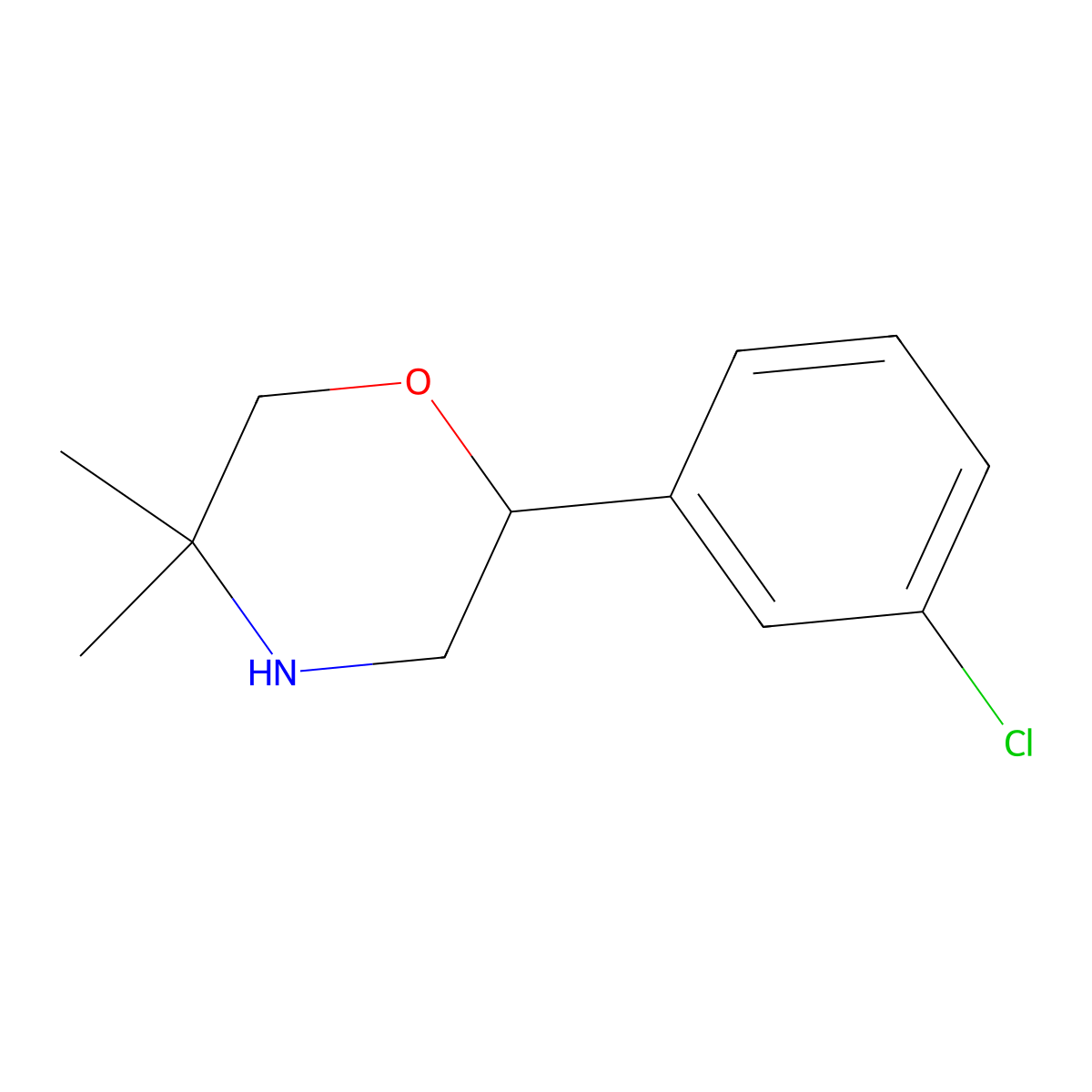2-(3-Chlorophenyl)-5,5-dimethylmorpholine molecular structure, CAS 1017396-25-6
