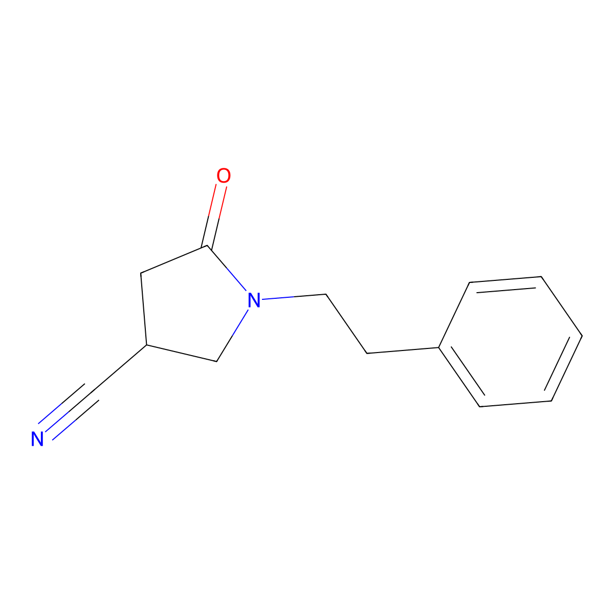 5-Oxo-1-(2-phenylethyl)pyrrolidine-3-carbonitrile molecular structure, CAS 1017397-88-4