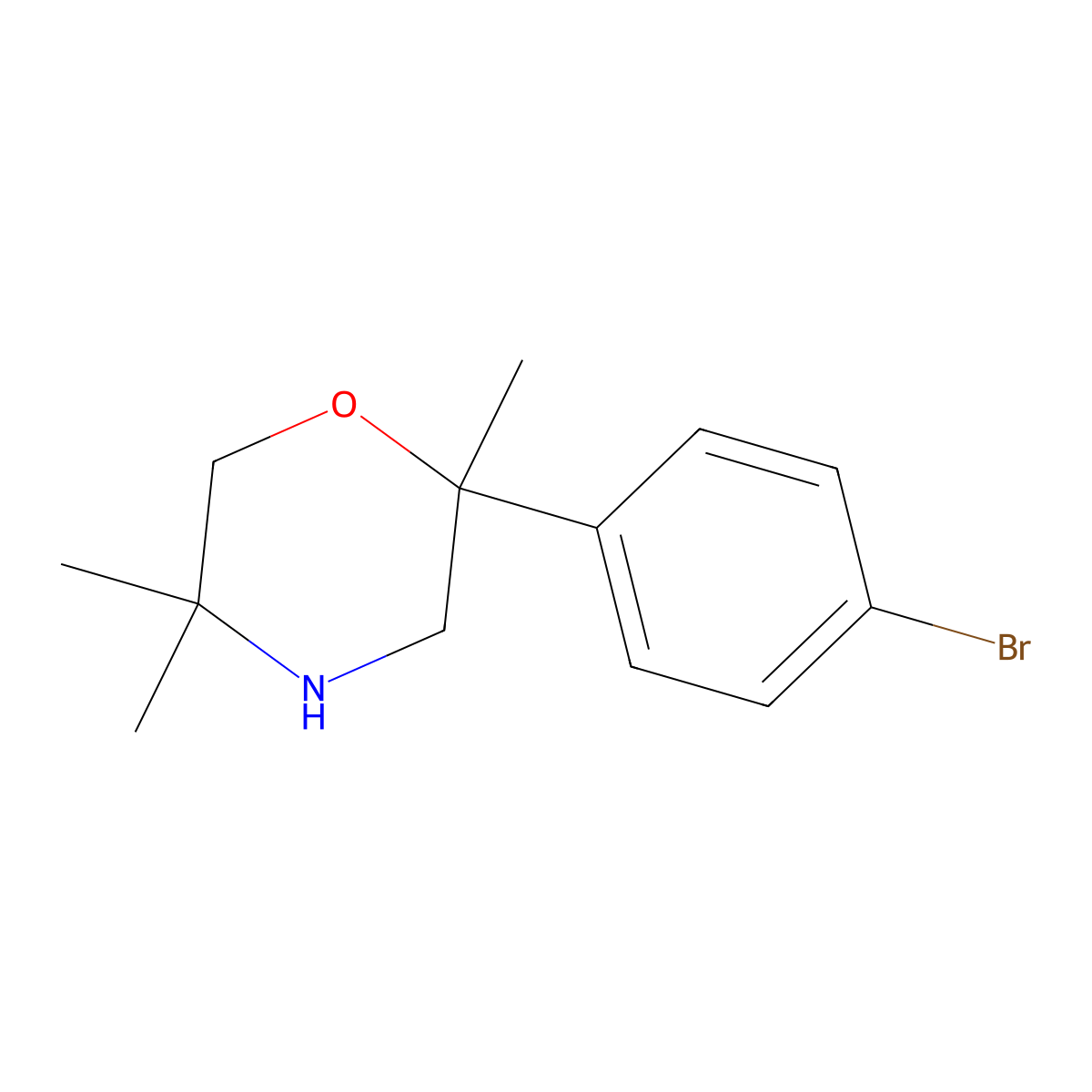 2-(4-Bromophenyl)-2,5,5-trimethylmorpholine molecular structure, CAS 1017398-15-0