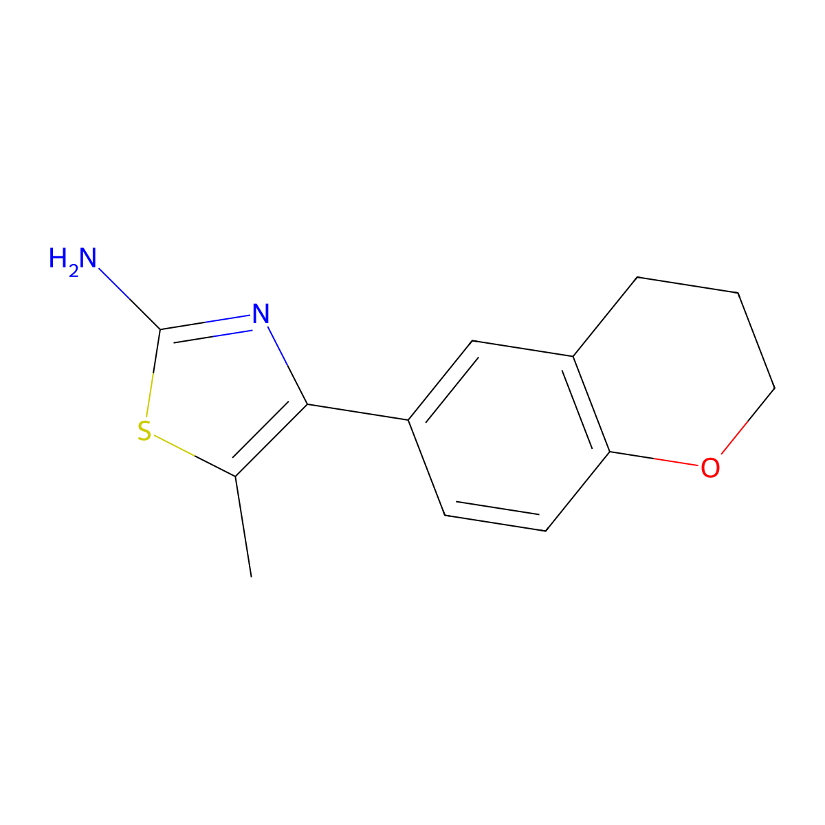 4-(3,4-dihydro-2H-1-benzopyran-6-yl)-5-methyl-1,3-thiazol-2-amine molecular structure, CAS 1017398-32-1