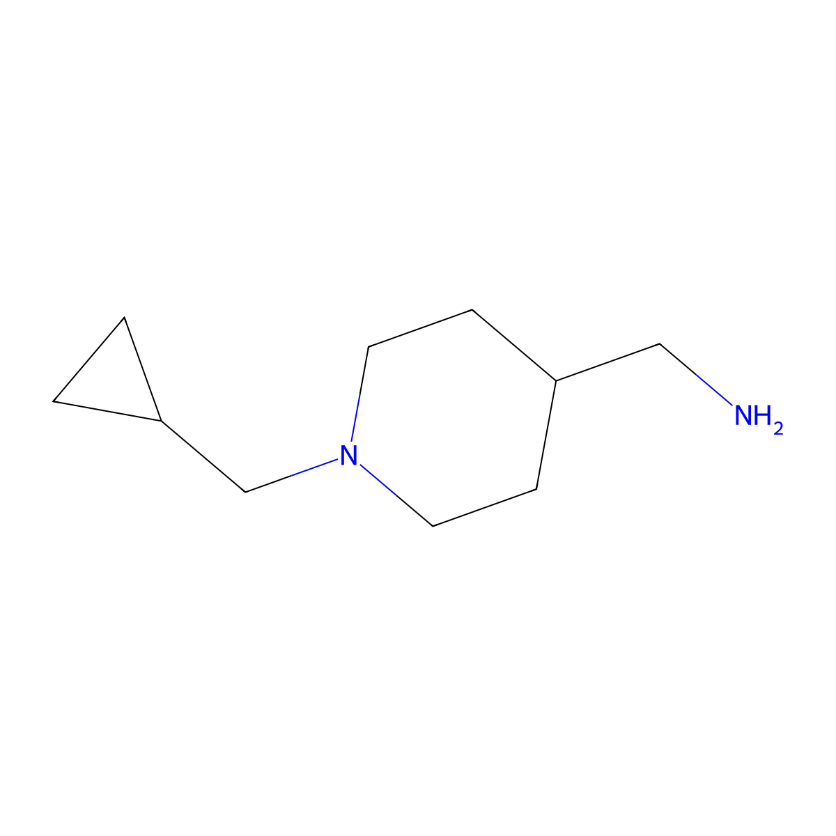 (1-(Cyclopropylmethyl)piperidin-4-yl)methanamine molecular structure, CAS 1017400-92-8