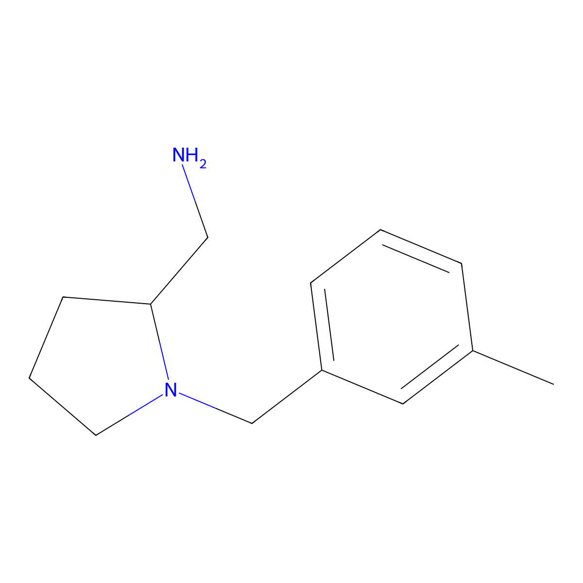 {1-[(3-Methylphenyl)methyl]pyrrolidin-2-yl}methanamine molecular structure, CAS 1017401-83-0
