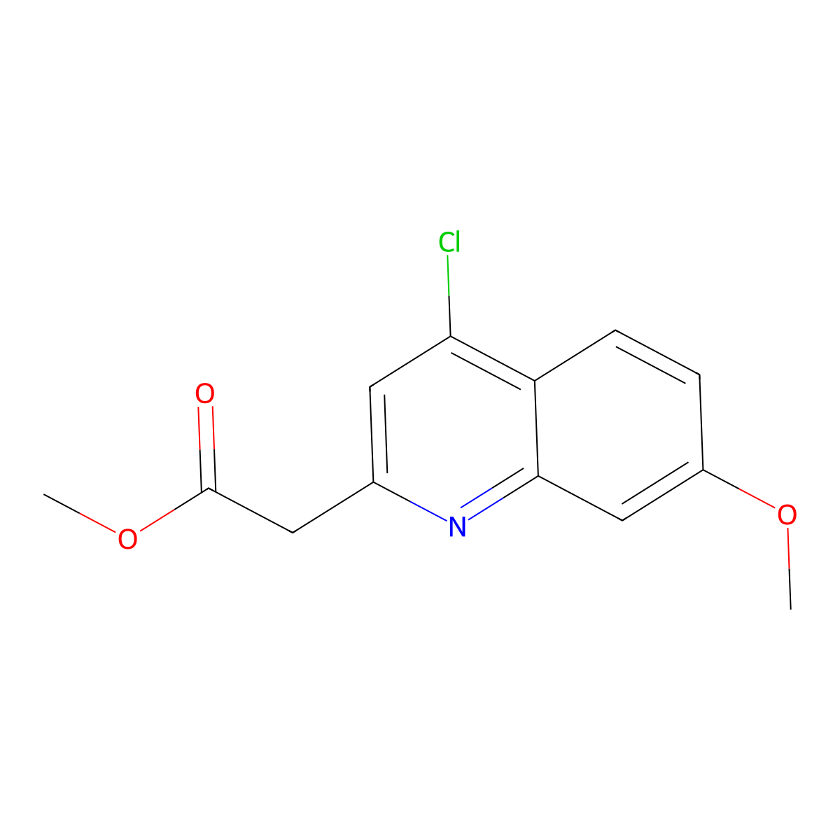 Methyl 2-(4-chloro-7-methoxyquinolin-2-yl)acetate molecular structure, CAS 1017403-04-1