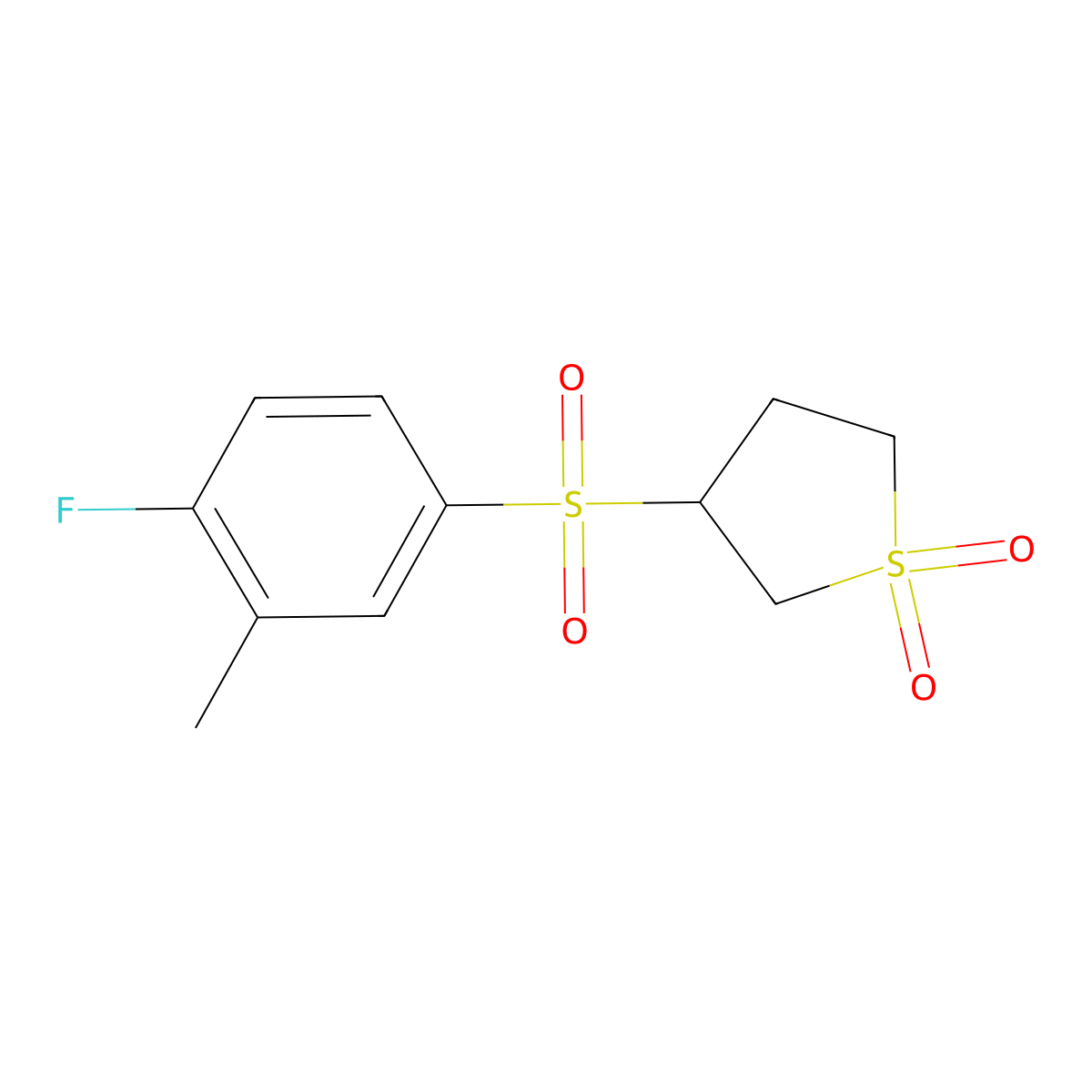 3-(4-Fluoro-3-methylbenzenesulfonyl)-1$l^{6}-thiolane-1,1-dione molecular structure, CAS 1017405-32-1