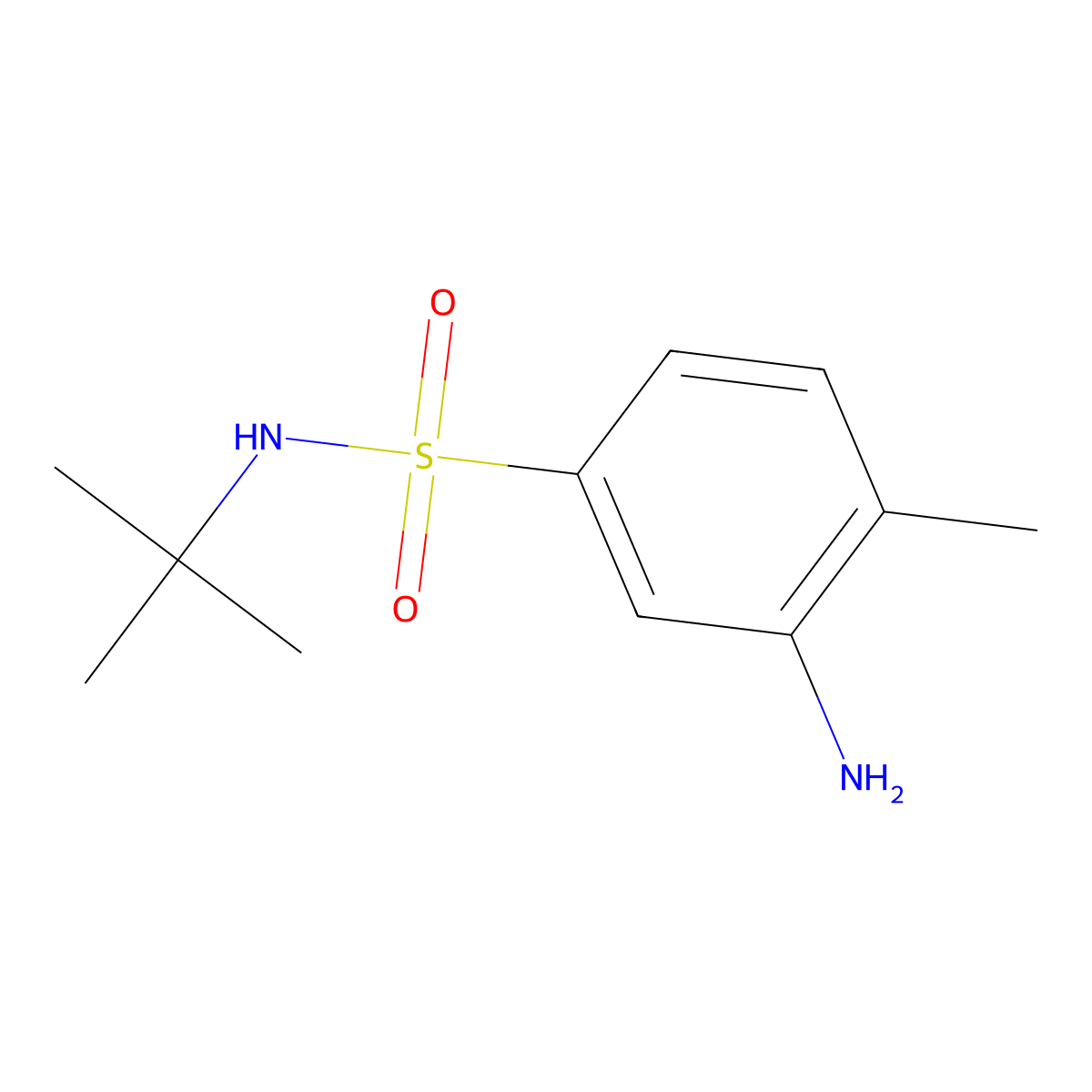 3-amino-N-tert-butyl-4-methylbenzenesulfonamide molecular structure, CAS 1017410-65-9