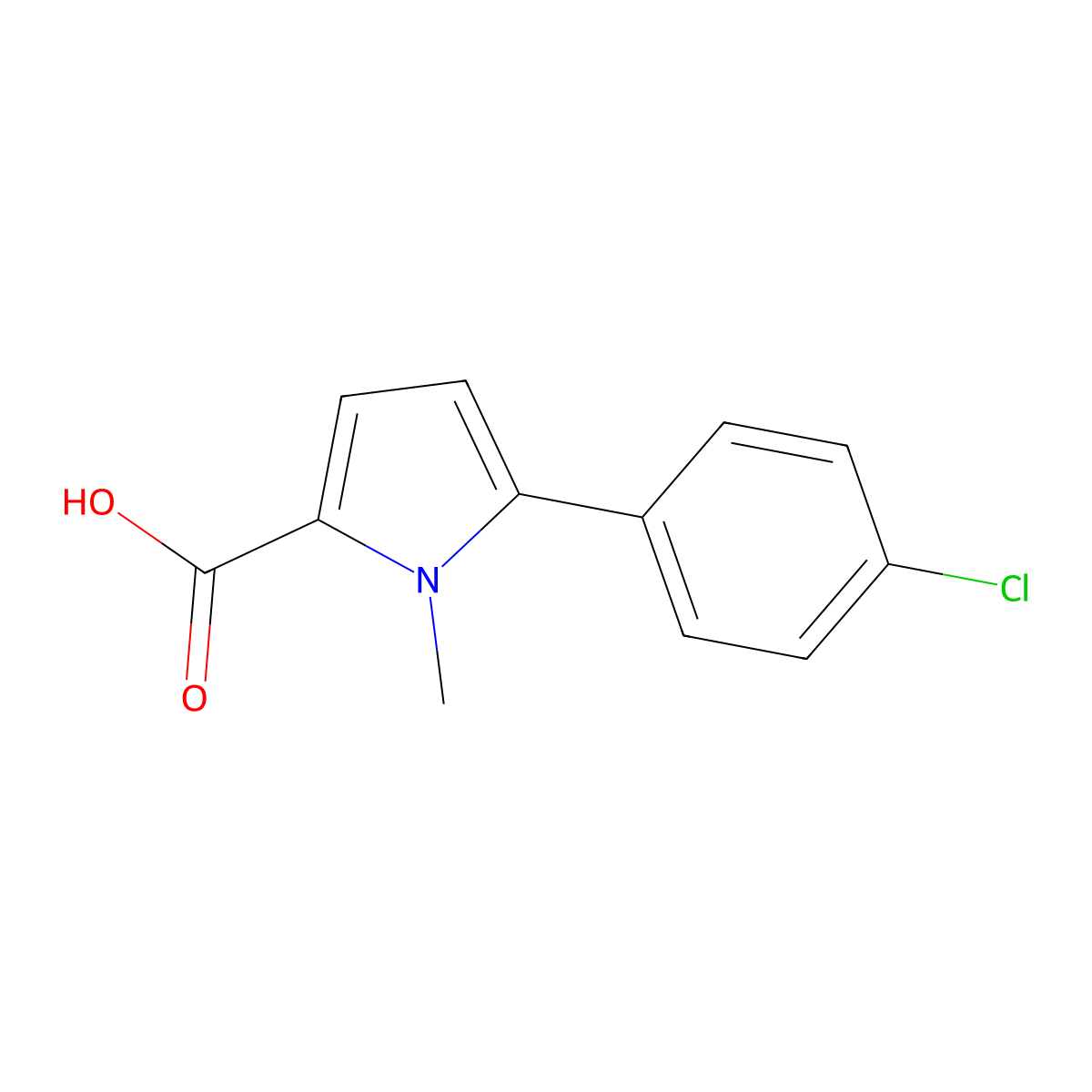 5-(4-chlorophenyl)-1-methyl-1H-pyrrole-2-carboxylic acid molecular structure, CAS 1017414-83-3