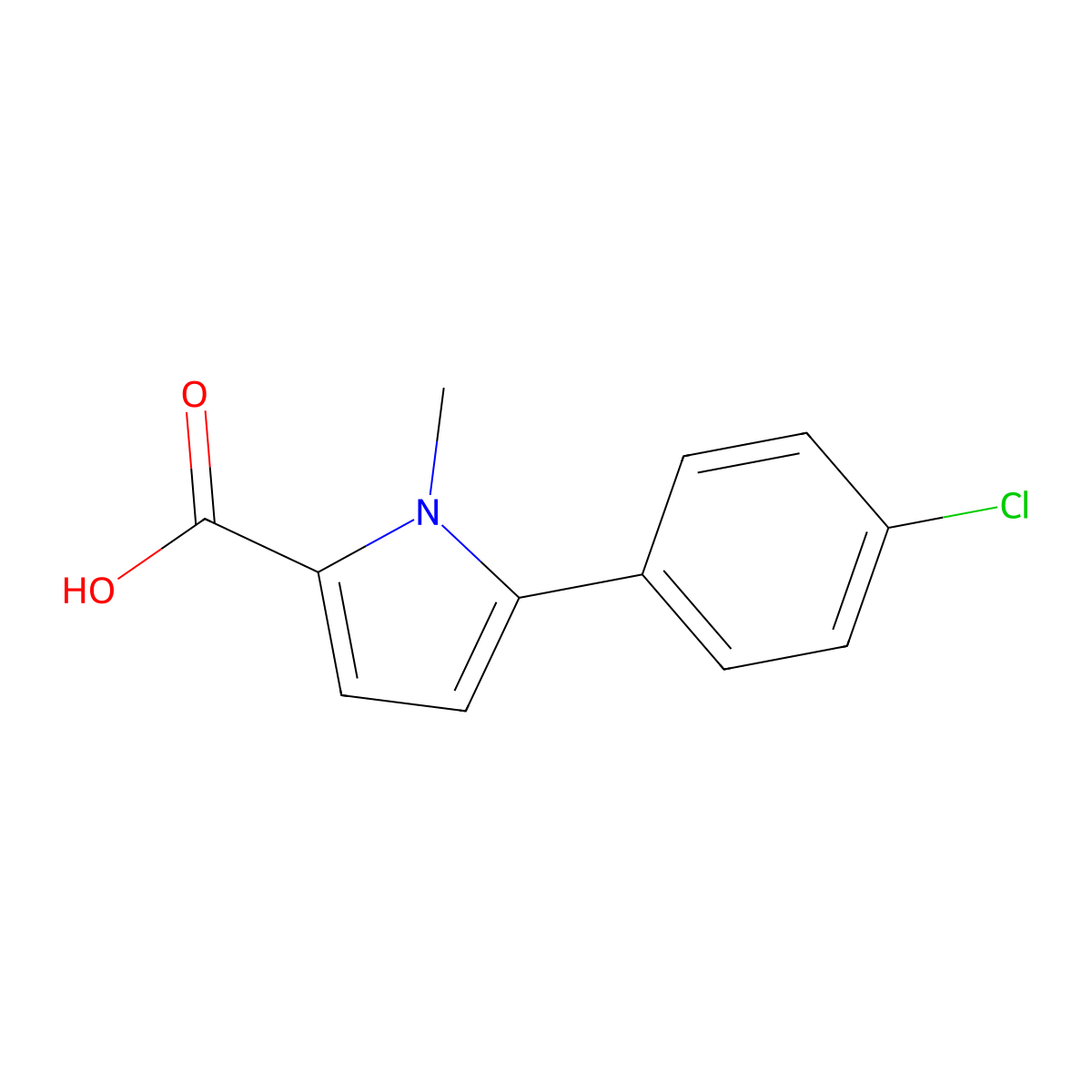5-(4-chlorophenyl)-1-methyl-1H-pyrrole-2-carboxylic acid molecular structure, CAS 1017414-83-3