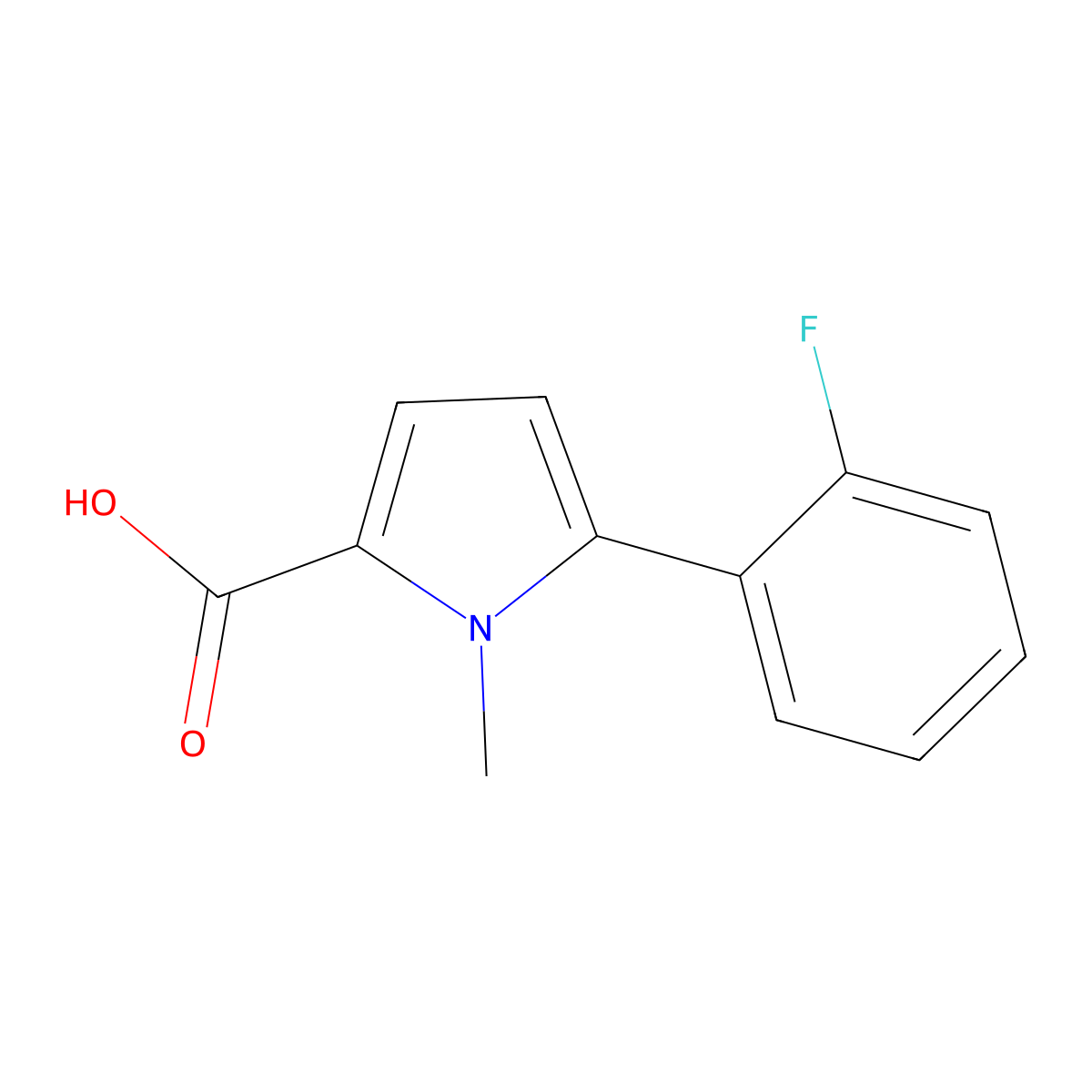 5-(2-fluorophenyl)-1-methyl-1H-pyrrole-2-carboxylic acid molecular structure, CAS 1017414-92-4