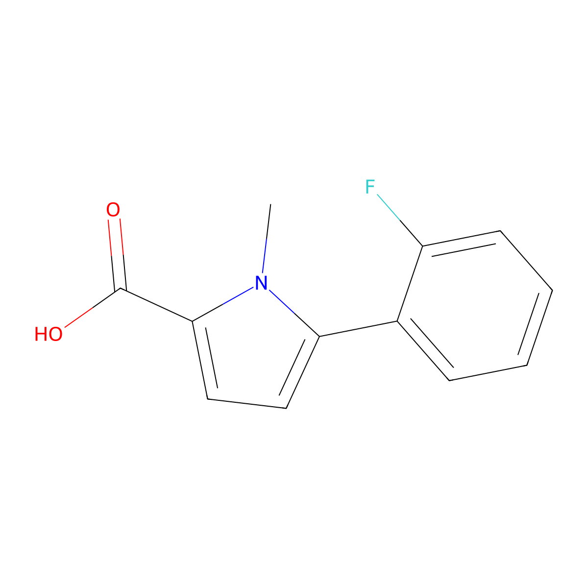 5-(2-fluorophenyl)-1-methyl-1H-pyrrole-2-carboxylic acid molecular structure, CAS 1017414-92-4