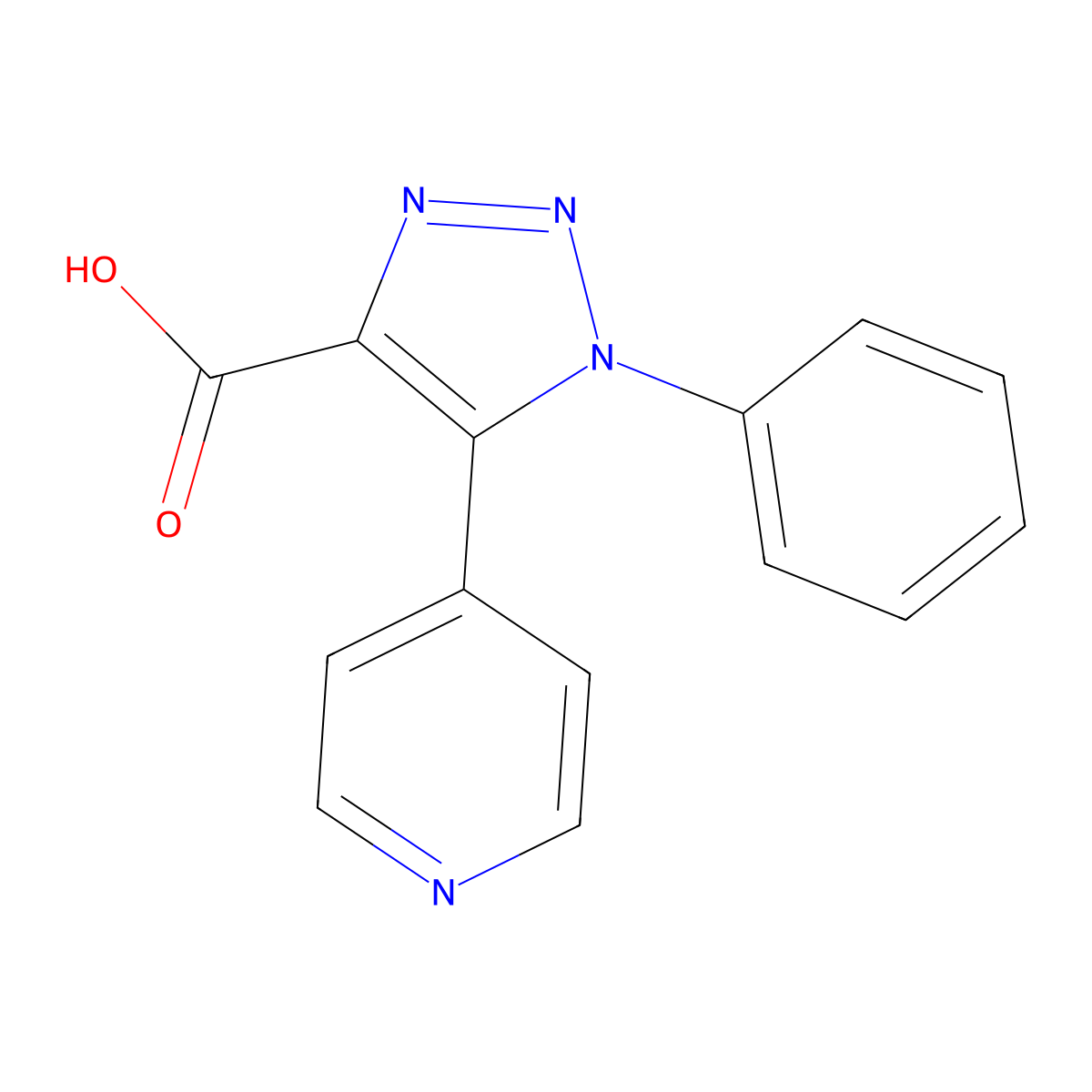 1-phenyl-5-(pyridin-4-yl)-1H-1,2,3-triazole-4-carboxylic acid molecular structure, CAS 1017415-16-5