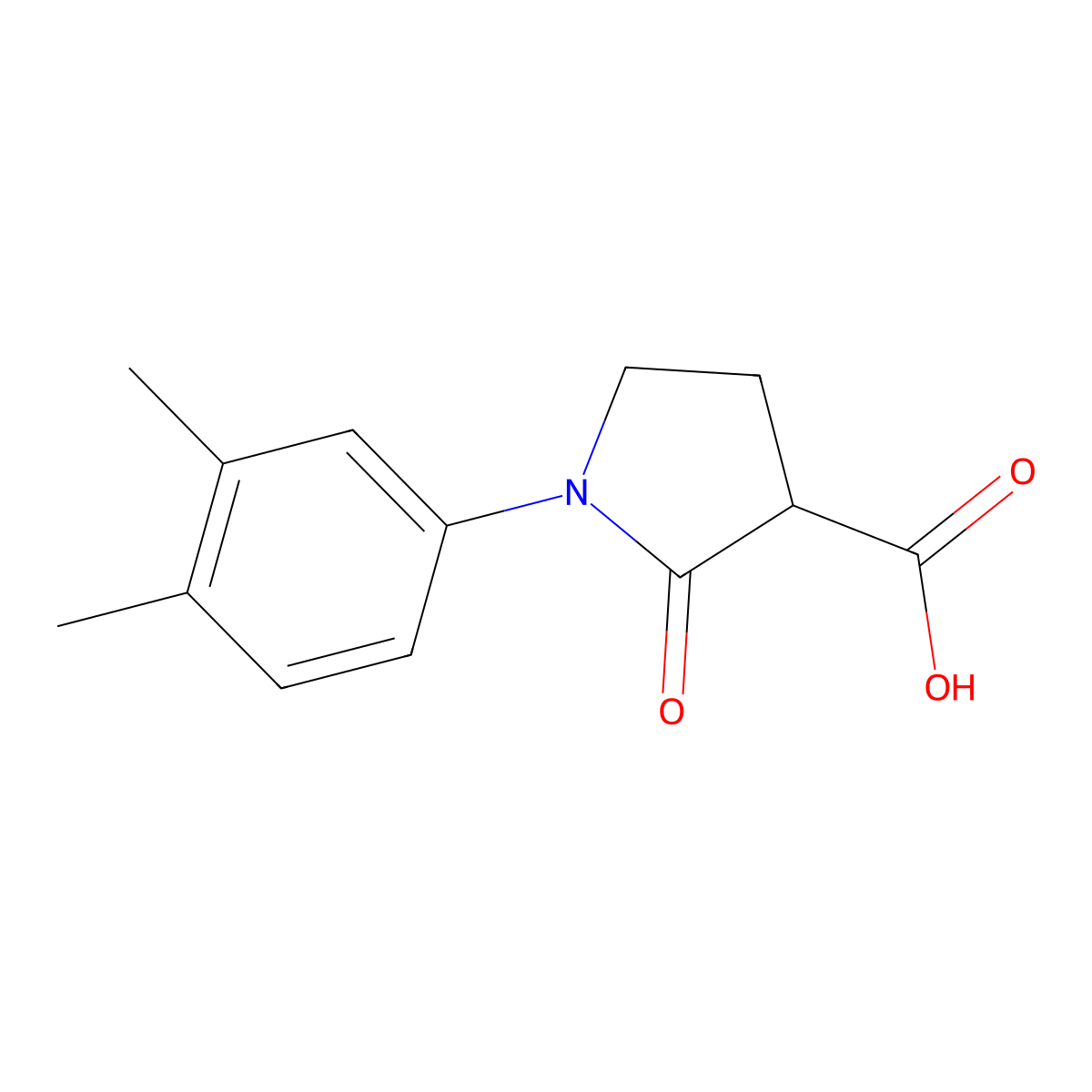 1-(3,4-Dimethylphenyl)-2-oxopyrrolidine-3-carboxylic acid molecular structure, CAS 1017417-05-8