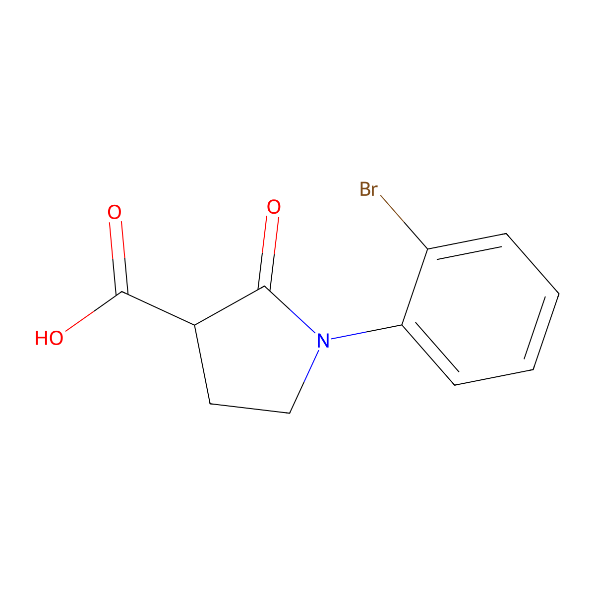 1-(2-Bromophenyl)-2-oxopyrrolidine-3-carboxylic acid molecular structure, CAS 1017417-29-6