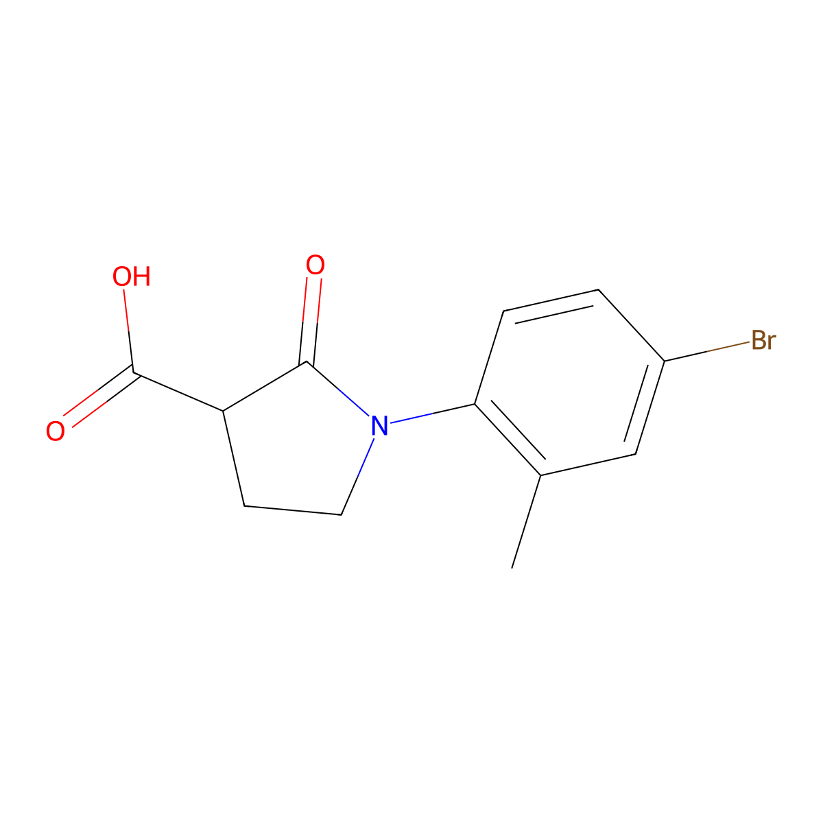 1-(4-Bromo-2-methylphenyl)-2-oxopyrrolidine-3-carboxylic acid molecular structure, CAS 1017417-32-1