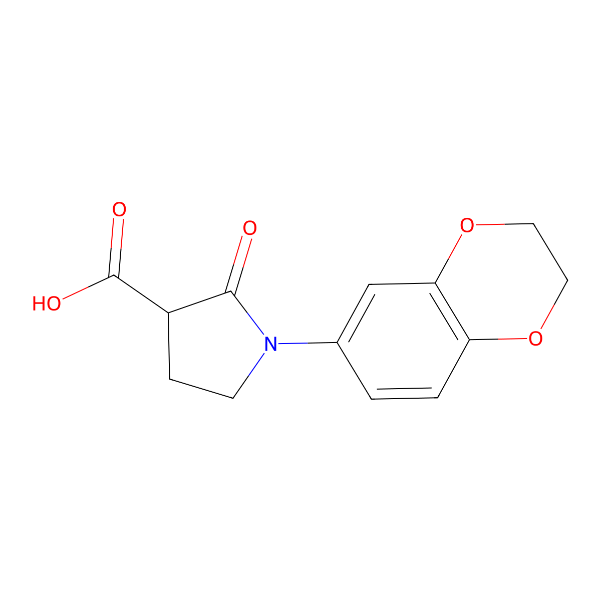 1-(2,3-Dihydro-1,4-benzodioxin-6-yl)-2-oxopyrrolidine-3-carboxylic acid molecular structure, CAS 1017417-35-4