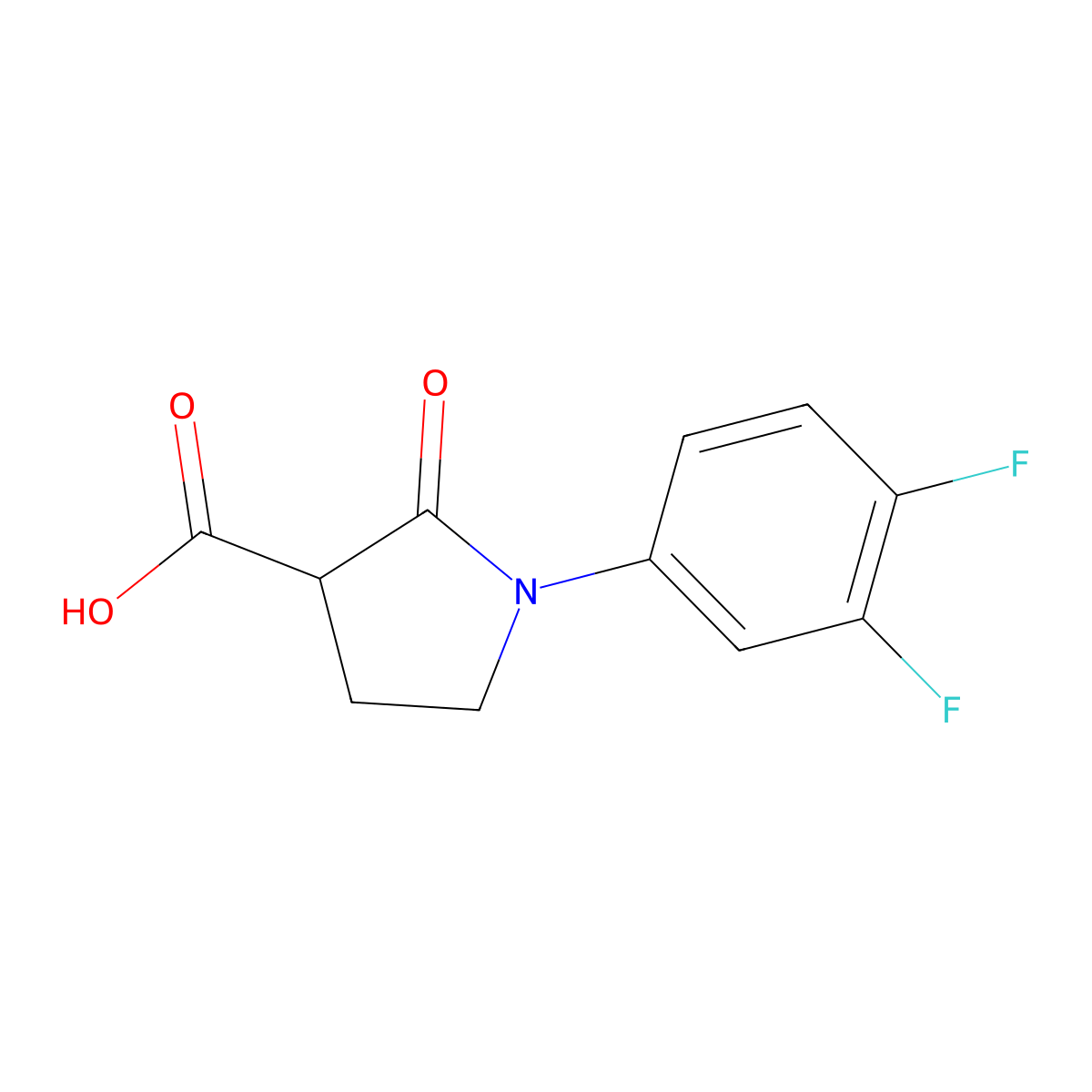 1-(3,4-Difluorophenyl)-2-oxopyrrolidine-3-carboxylic acid molecular structure, CAS 1017417-44-5