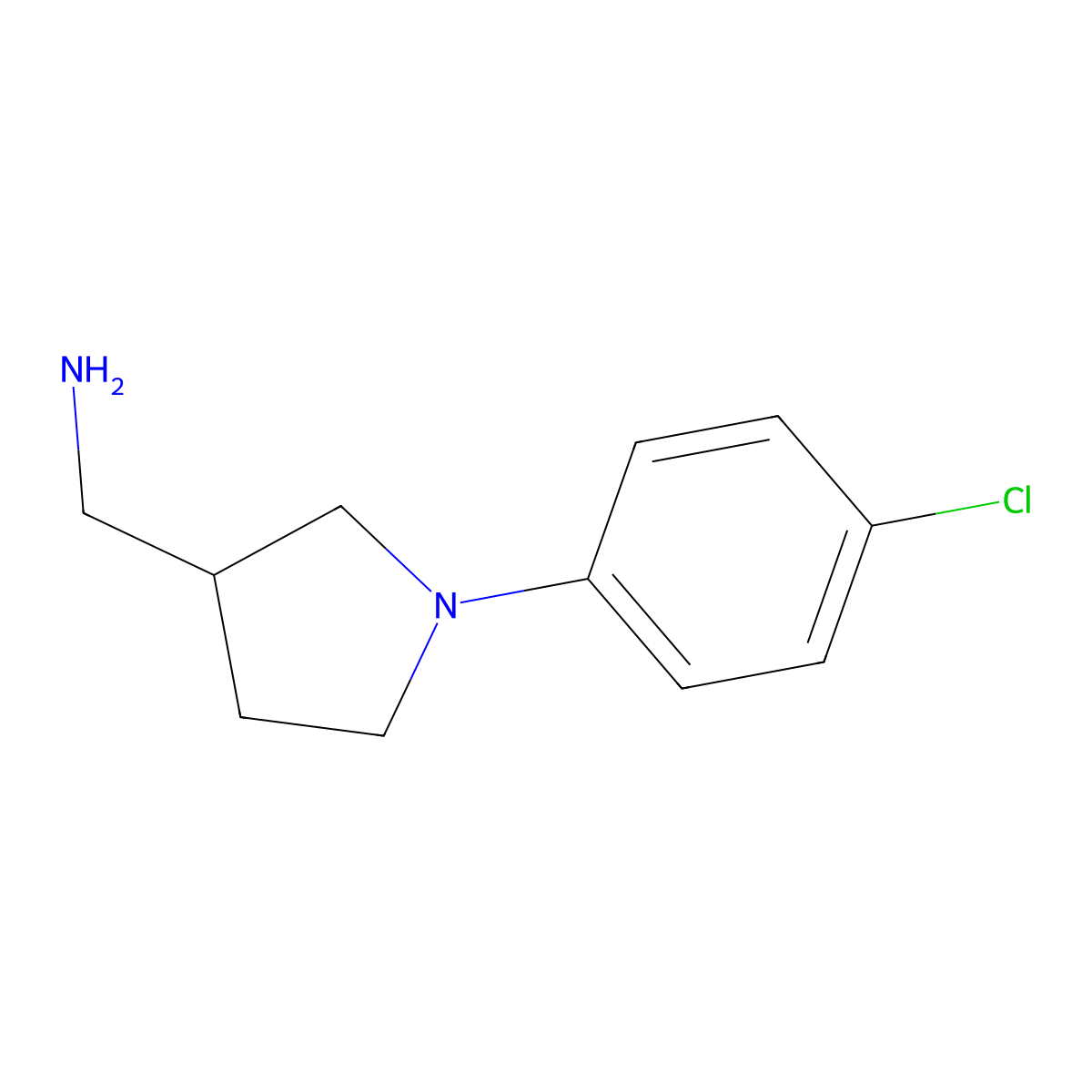 1-(4-Chlorophenyl)-3-pyrrolidinemethanamine molecular structure, CAS 1017417-73-0