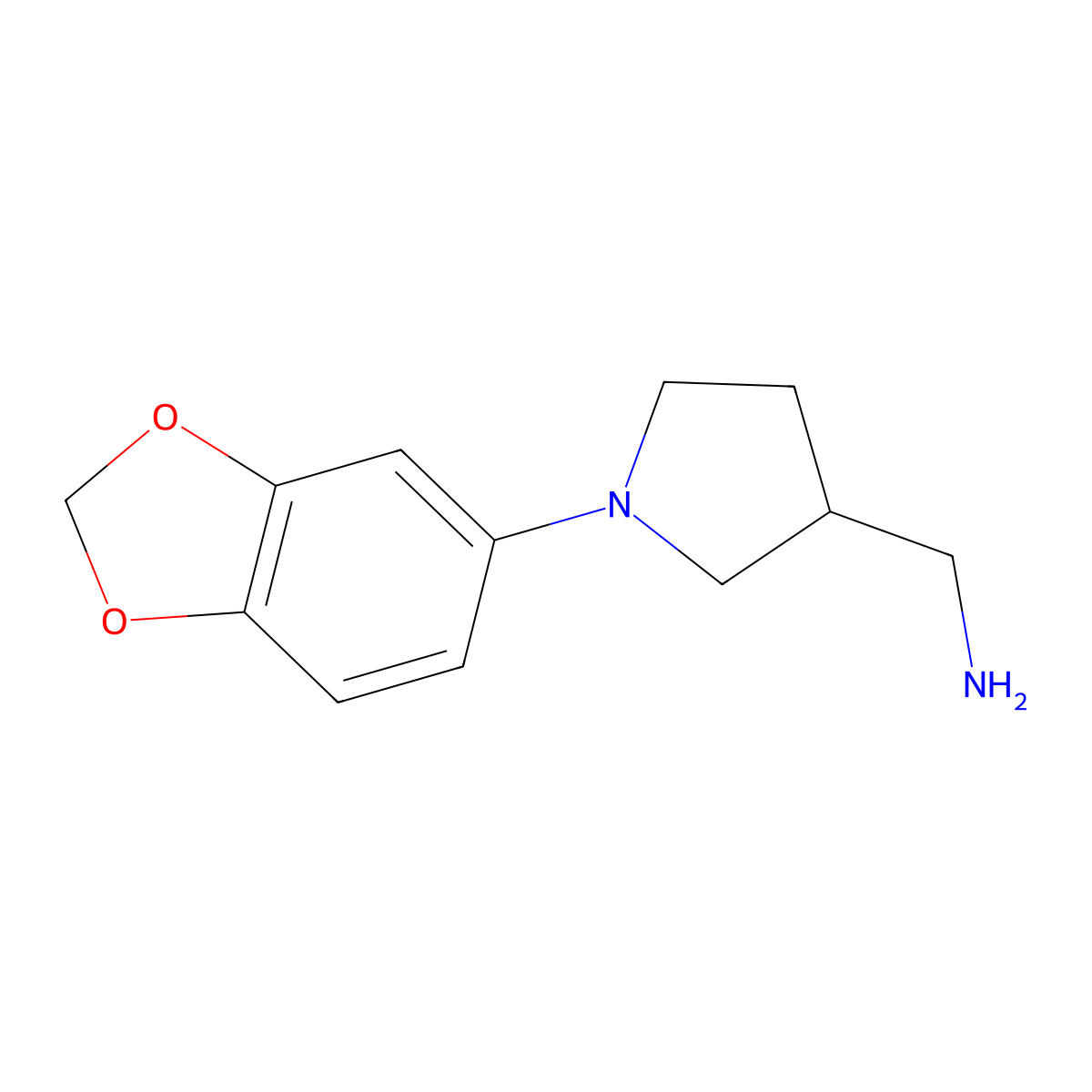 [1-(2H-1,3-benzodioxol-5-yl)pyrrolidin-3-yl]methanamine molecular structure, CAS 1017417-91-2