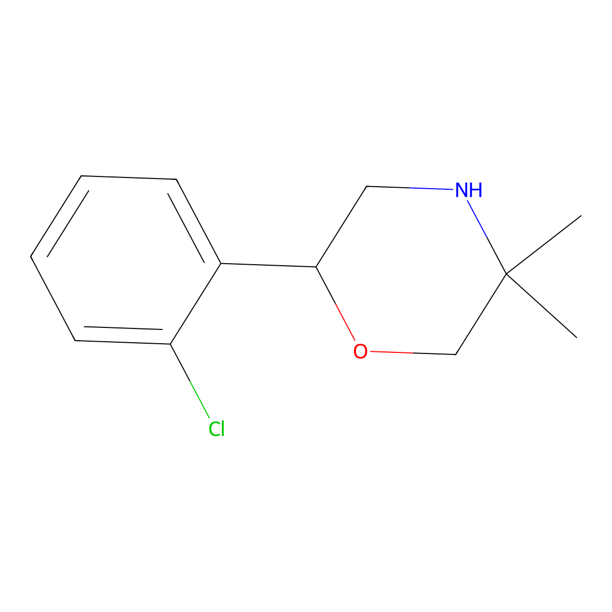 2-(2-Chlorophenyl)-5,5-dimethylmorpholine molecular structure, CAS 1017418-35-7