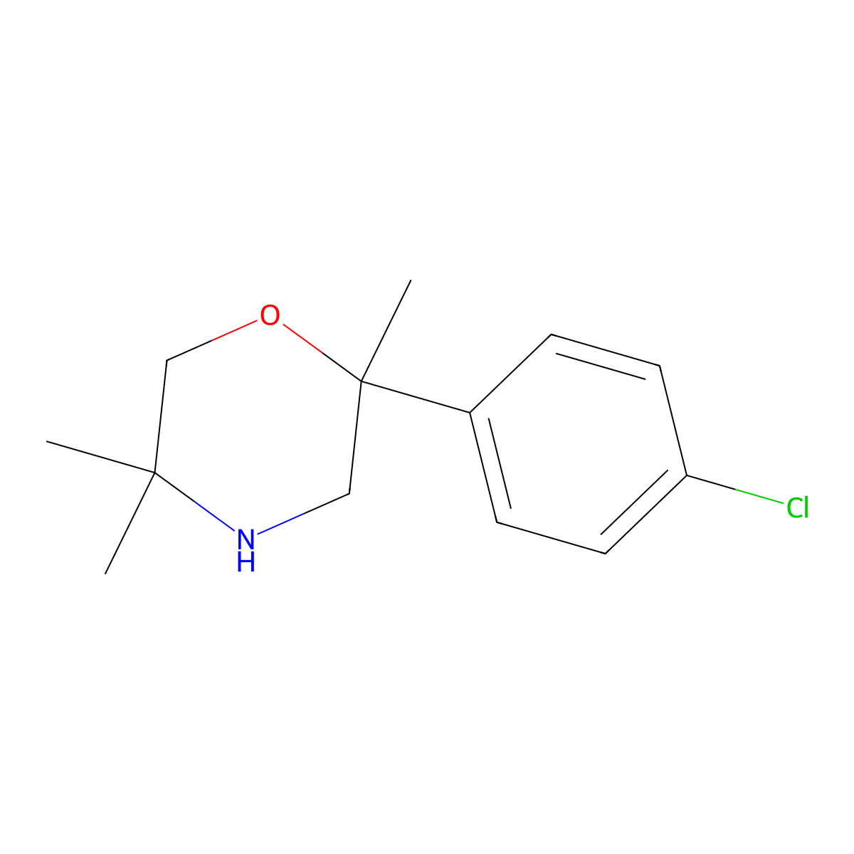 2-(4-Chlorophenyl)-2,5,5-trimethylmorpholine molecular structure, CAS 1017419-87-2