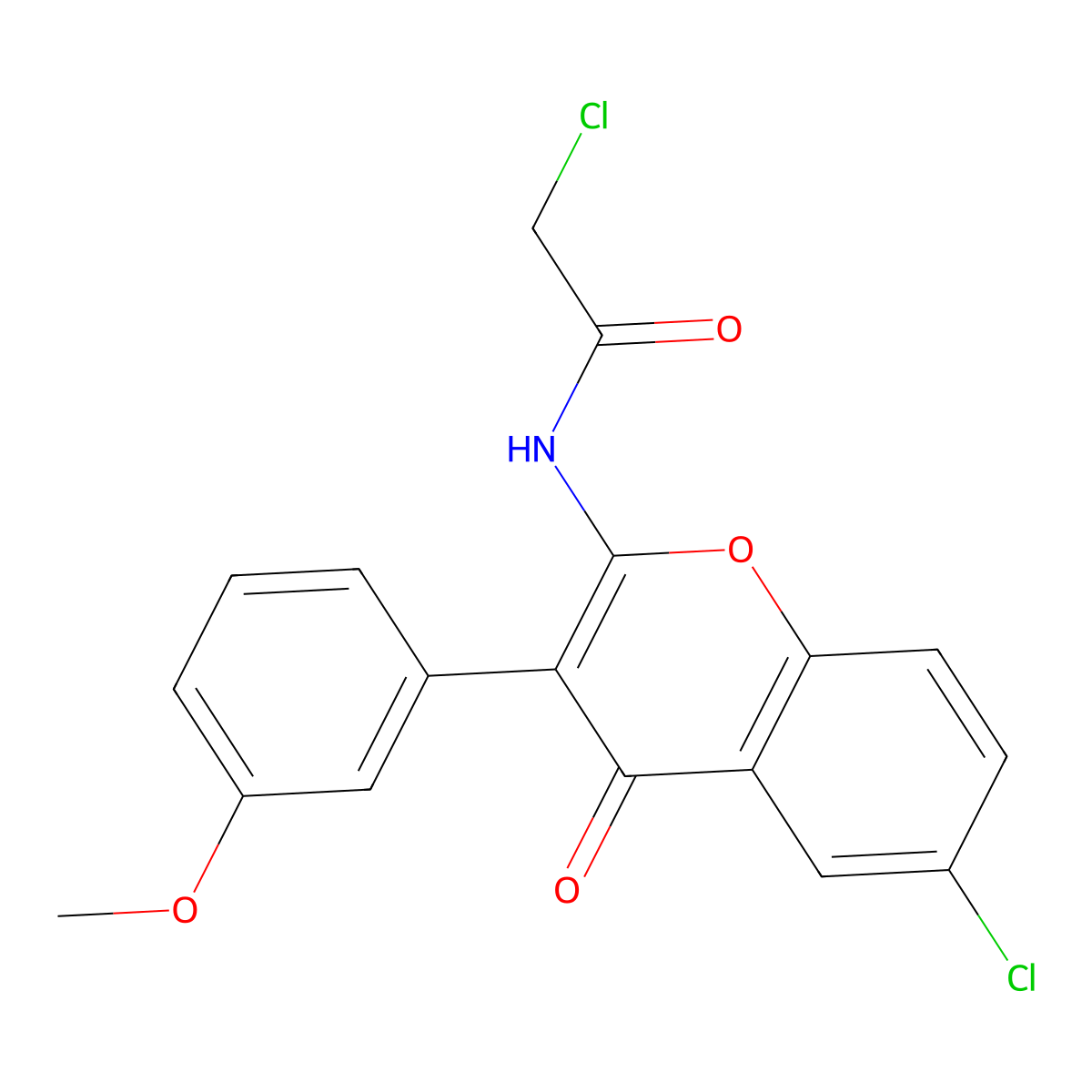 2-Chloro-N-[6-chloro-3-(3-methoxyphenyl)-4-oxo-4H-chromen-2-yl]acetamide molecular structure, CAS 1017420-48-2