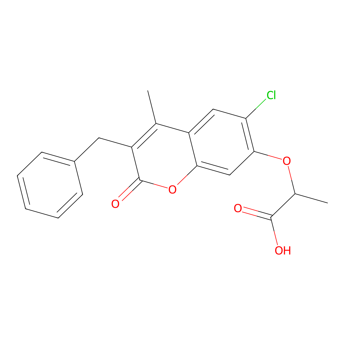 2-[(3-benzyl-6-chloro-4-methyl-2-oxo-2H-chromen-7-yl)oxy]propanoic acid molecular structure, CAS 1017420-72-2