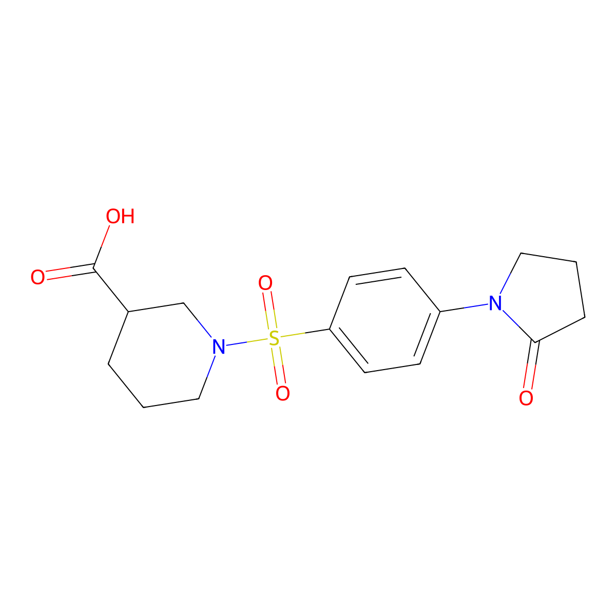 1-((4-(2-Oxopyrrolidin-1-yl)phenyl)sulfonyl)piperidine-3-carboxylic acid molecular structure, CAS 1017421-62-3