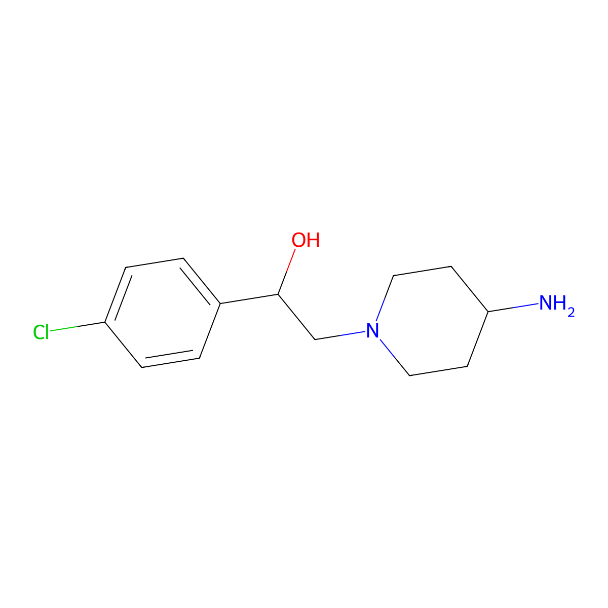 2-(4-Aminopiperidin-1-yl)-1-(4-chlorophenyl)ethanol molecular structure, CAS 1017421-88-3