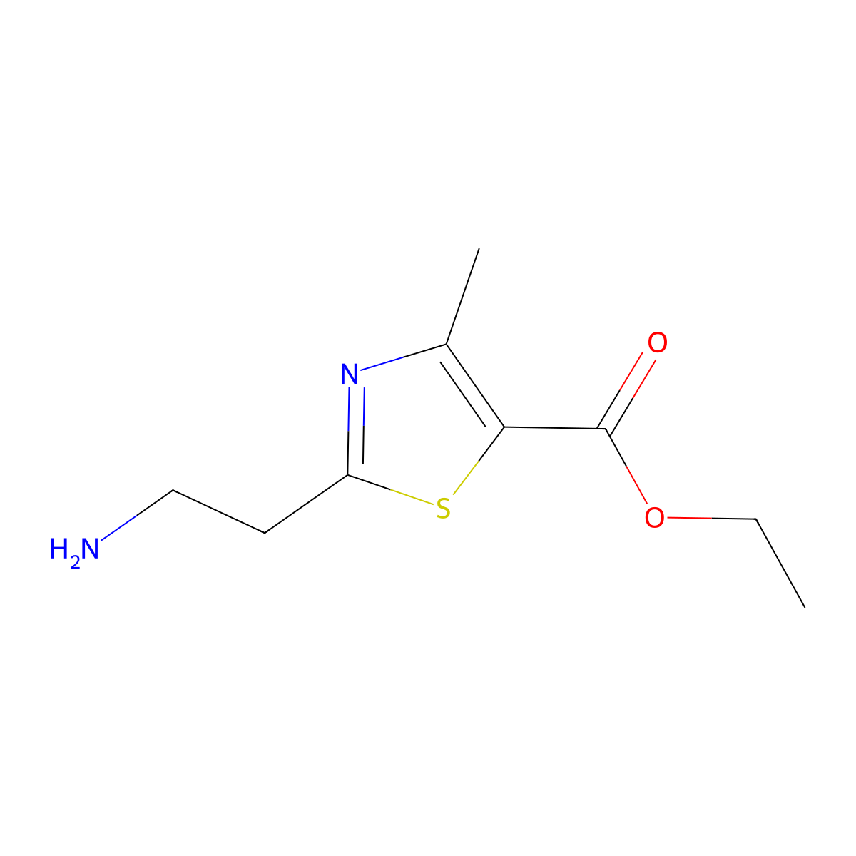 Ethyl 2-(2-aminoethyl)-4-methyl-1,3-thiazole-5-carboxylate molecular structure, CAS 1017422-46-6
