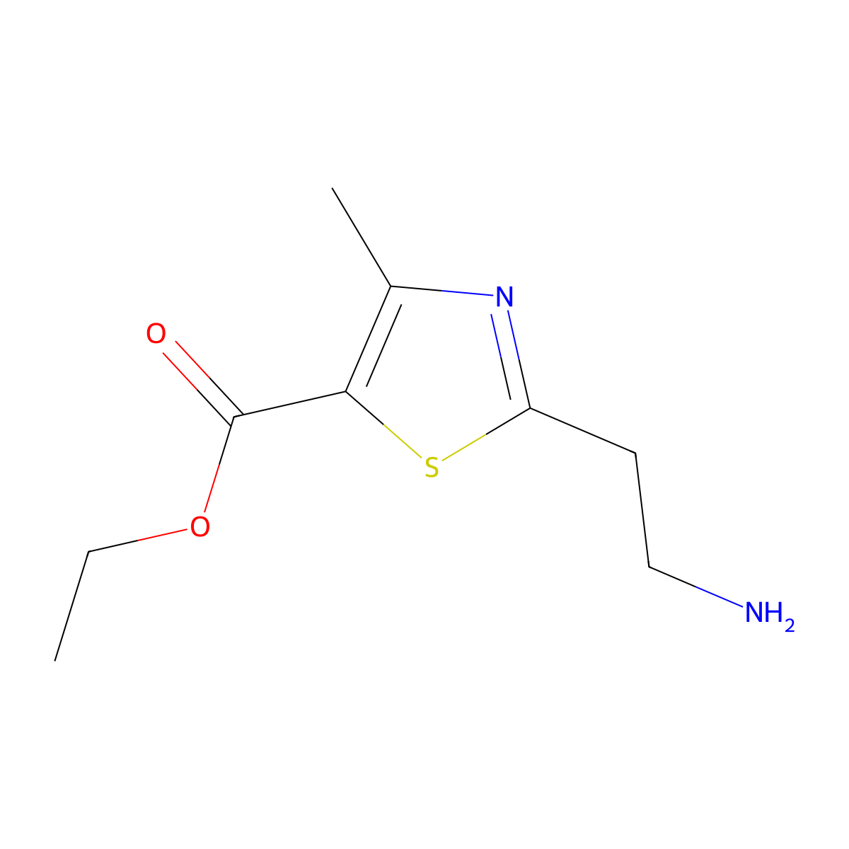 Ethyl 2-(2-aminoethyl)-4-methyl-1,3-thiazole-5-carboxylate molecular structure, CAS 1017422-46-6