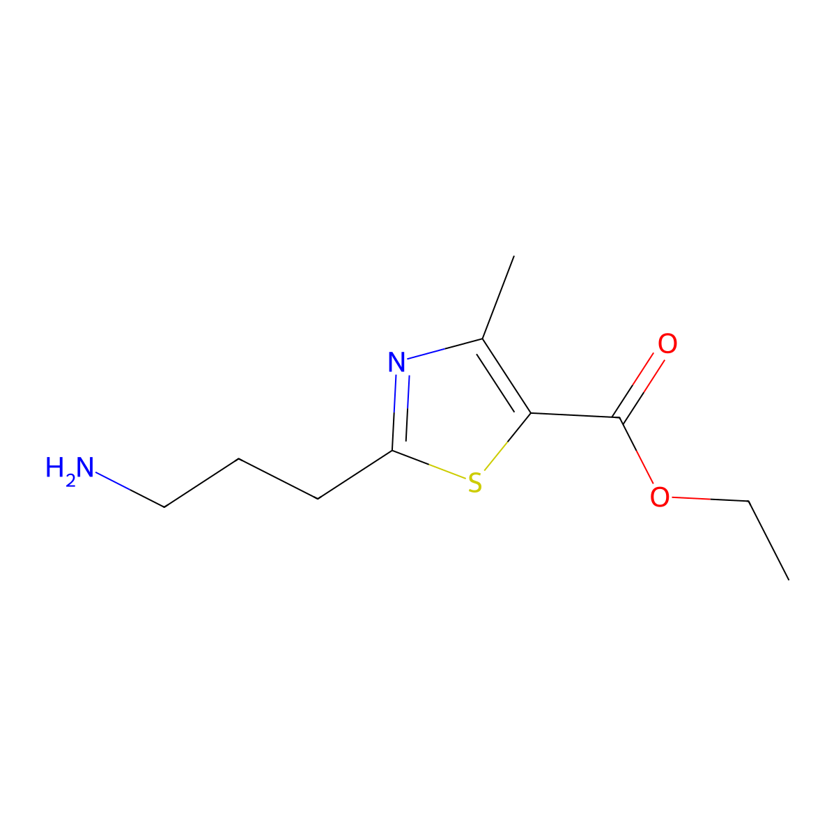 Ethyl 2-(3-aminopropyl)-4-methyl-1,3-thiazole-5-carboxylate molecular structure, CAS 1017422-50-2