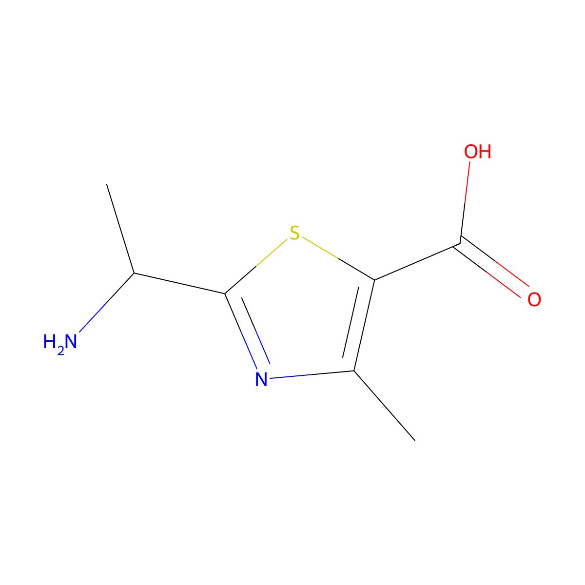 2-(1-Aminoethyl)-4-methyl-1,3-thiazole-5-carboxylic acid molecular structure, CAS 1017422-58-0