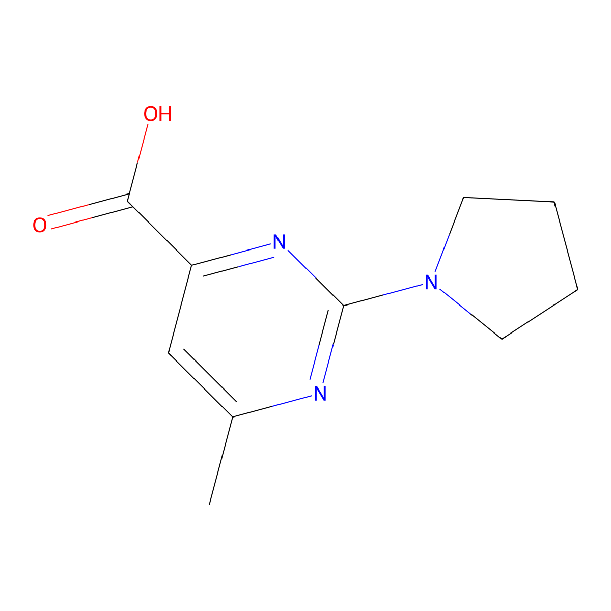 6-Methyl-2-pyrrolidin-1-yl-pyrimidine-4-carboxylic acid molecular structure, CAS 1017422-68-2